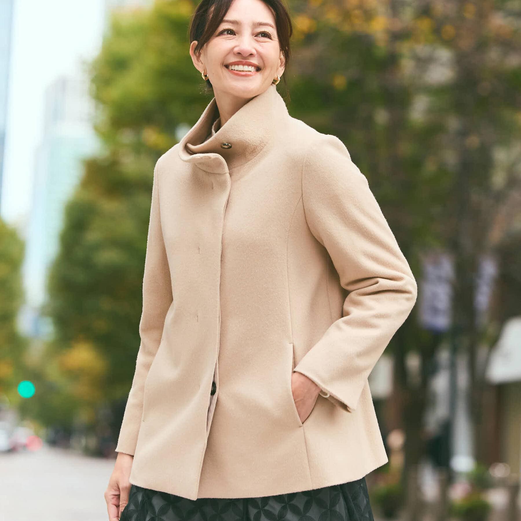 モテ系メンズファッション|【リフレクト/Reflect】 【衿が顔に当たらない◎】スタンドネックミドルコート