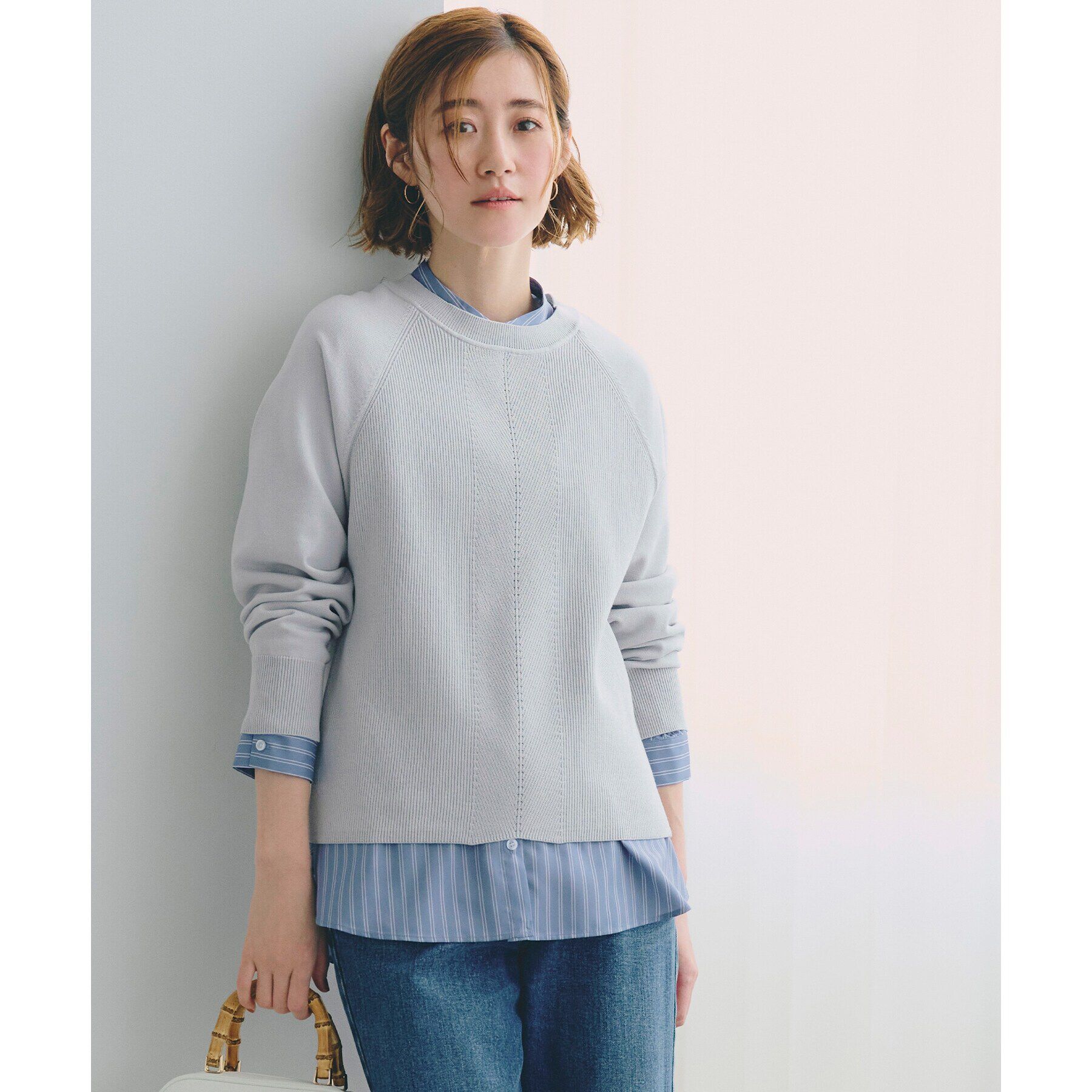 【グローブ/grove】 畦編みクルーネックニット