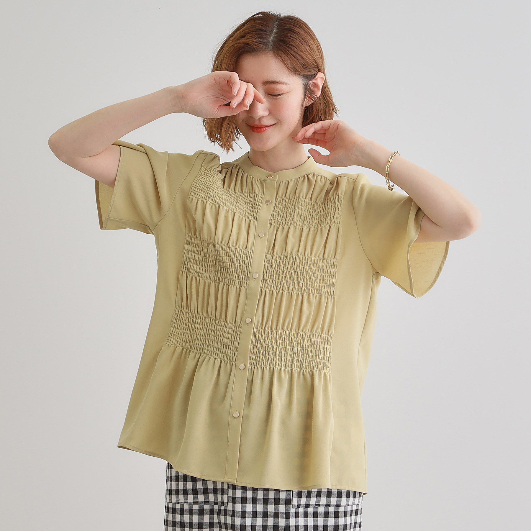 【グローブ/grove】 大人の抜け感シアースラブシャーリングブラウス