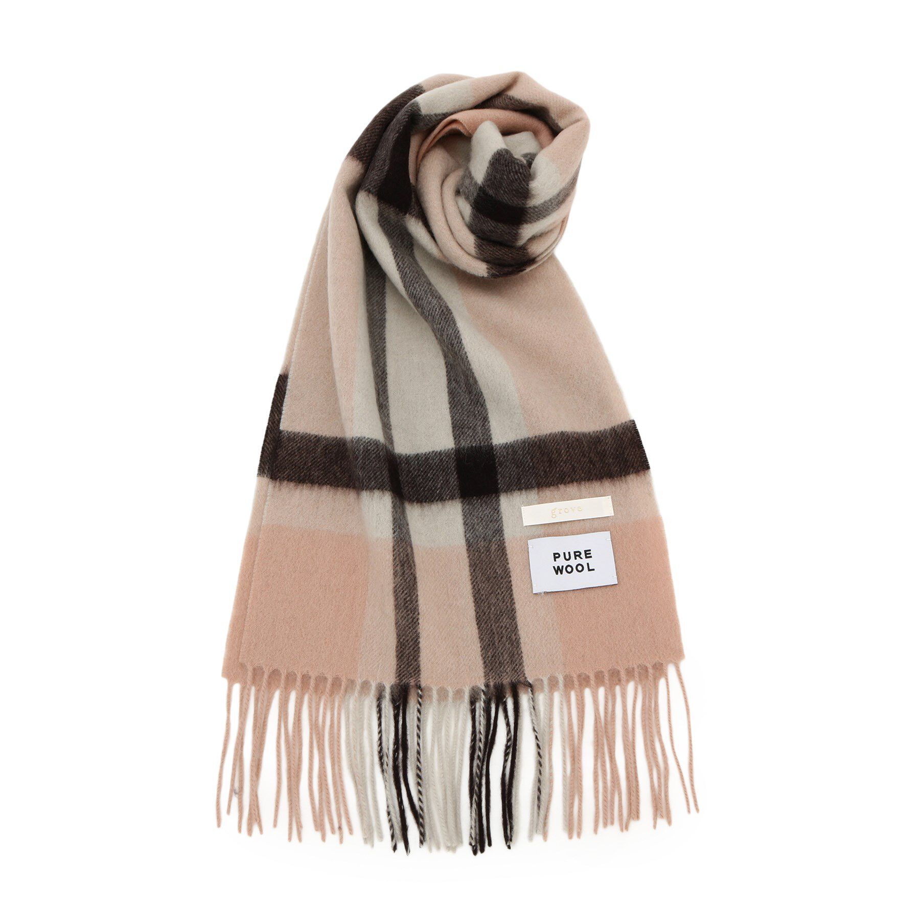 【グローブ/grove】 洗えるウール100％チェックマフラー