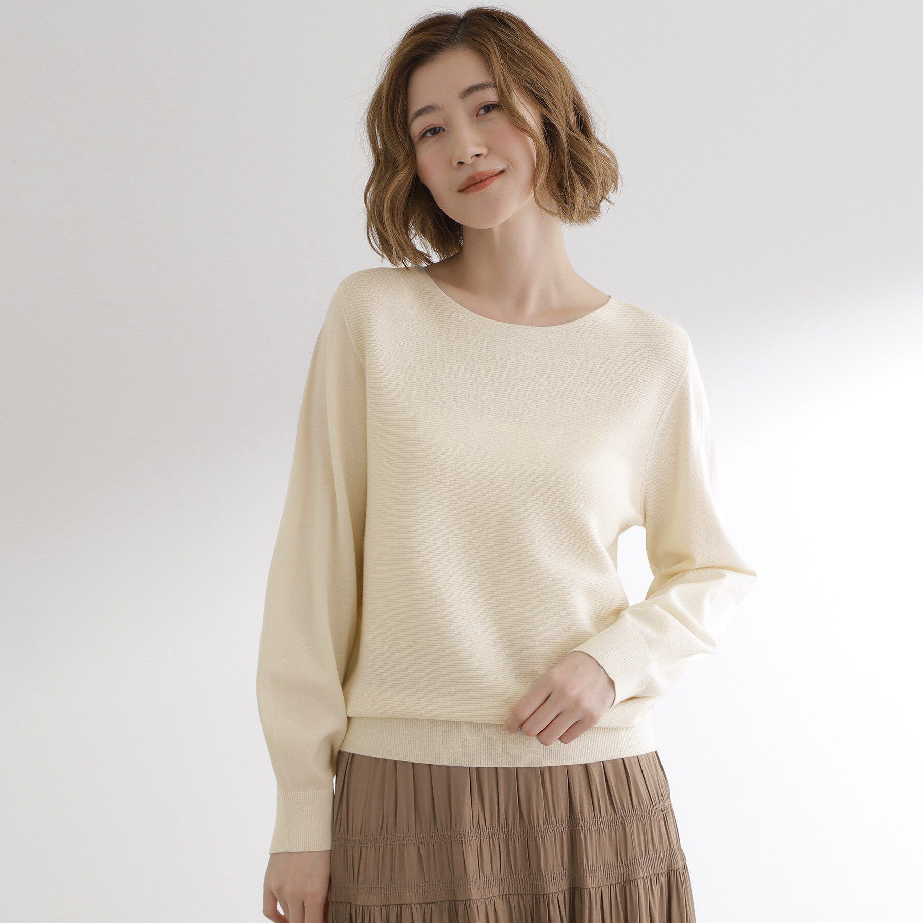 【グローブ/grove】 【石川梨華さん着用】ガーターボートネックプルオーバー【洗える/毛玉軽減】