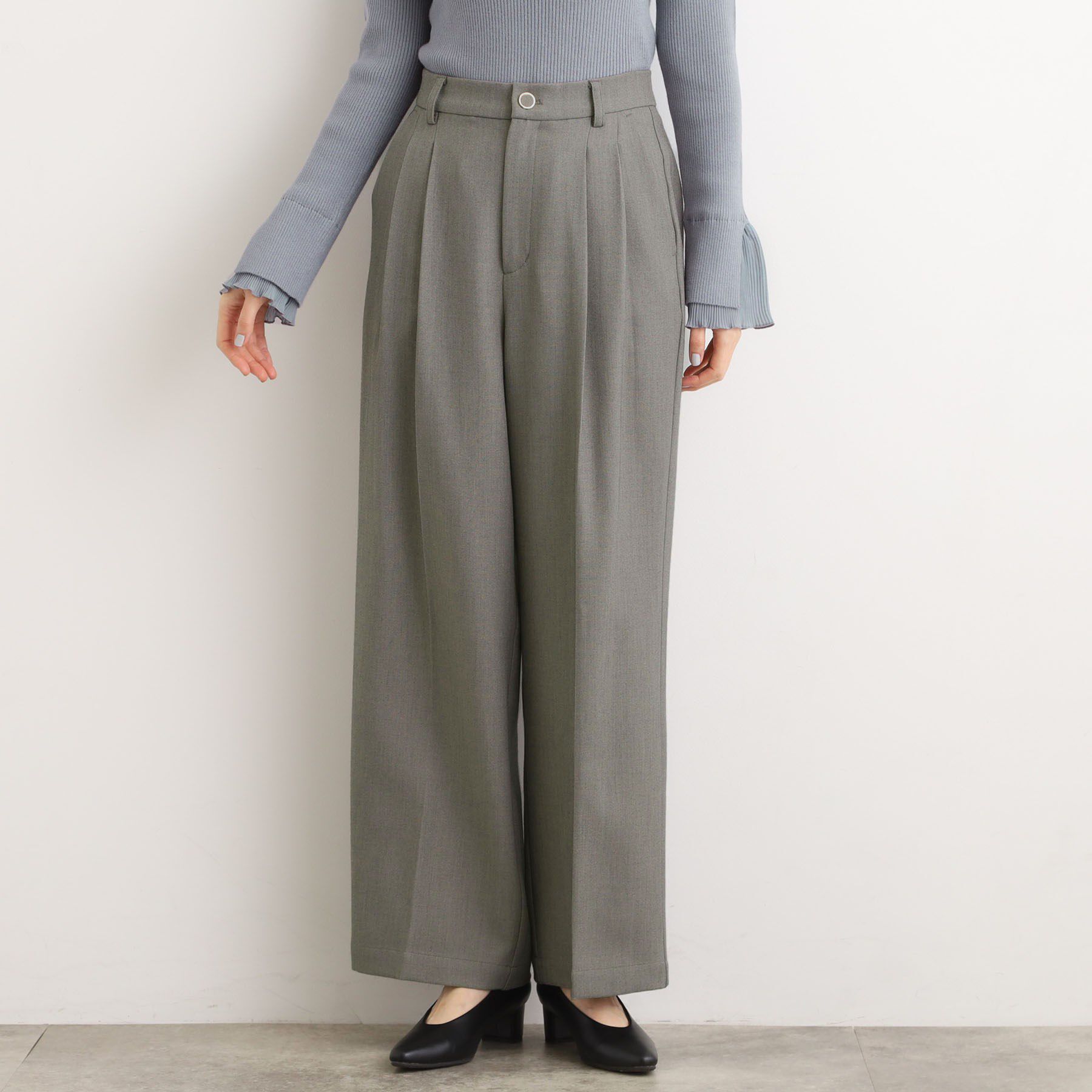 【グローブ/grove】 【石川梨華さん着用】ツータックワイドパンツ