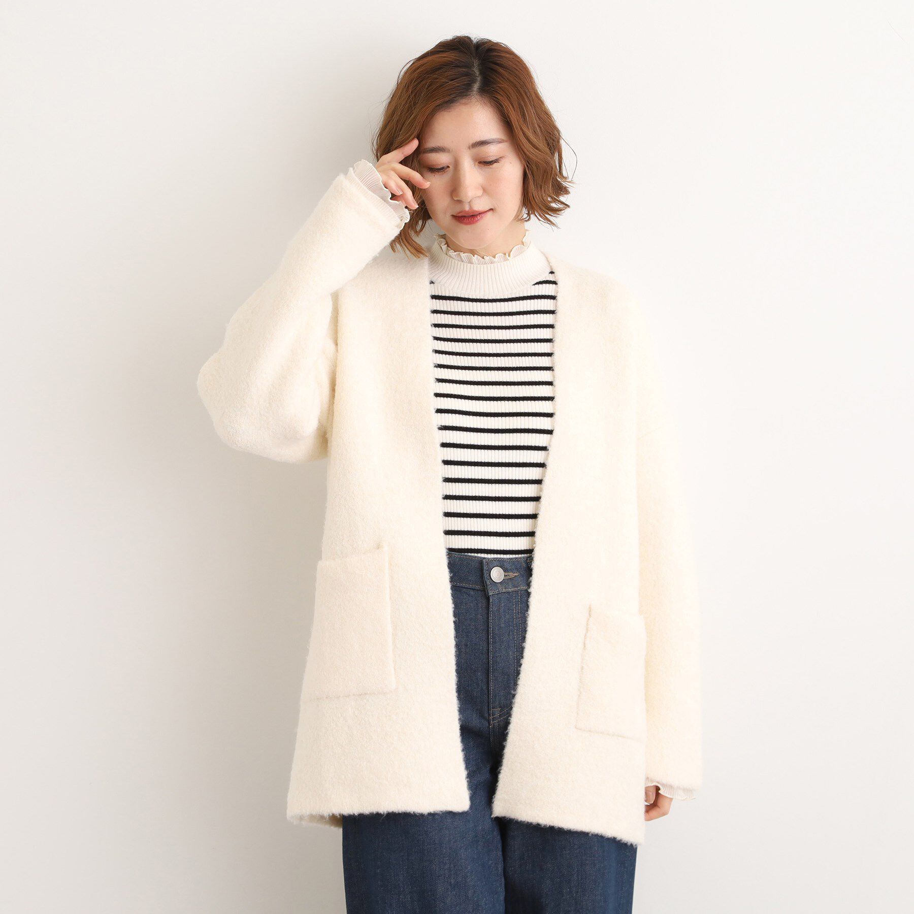 メンズファッションなら|【グローブ/grove】 軽やかに着流す ブークレニットコーディガン