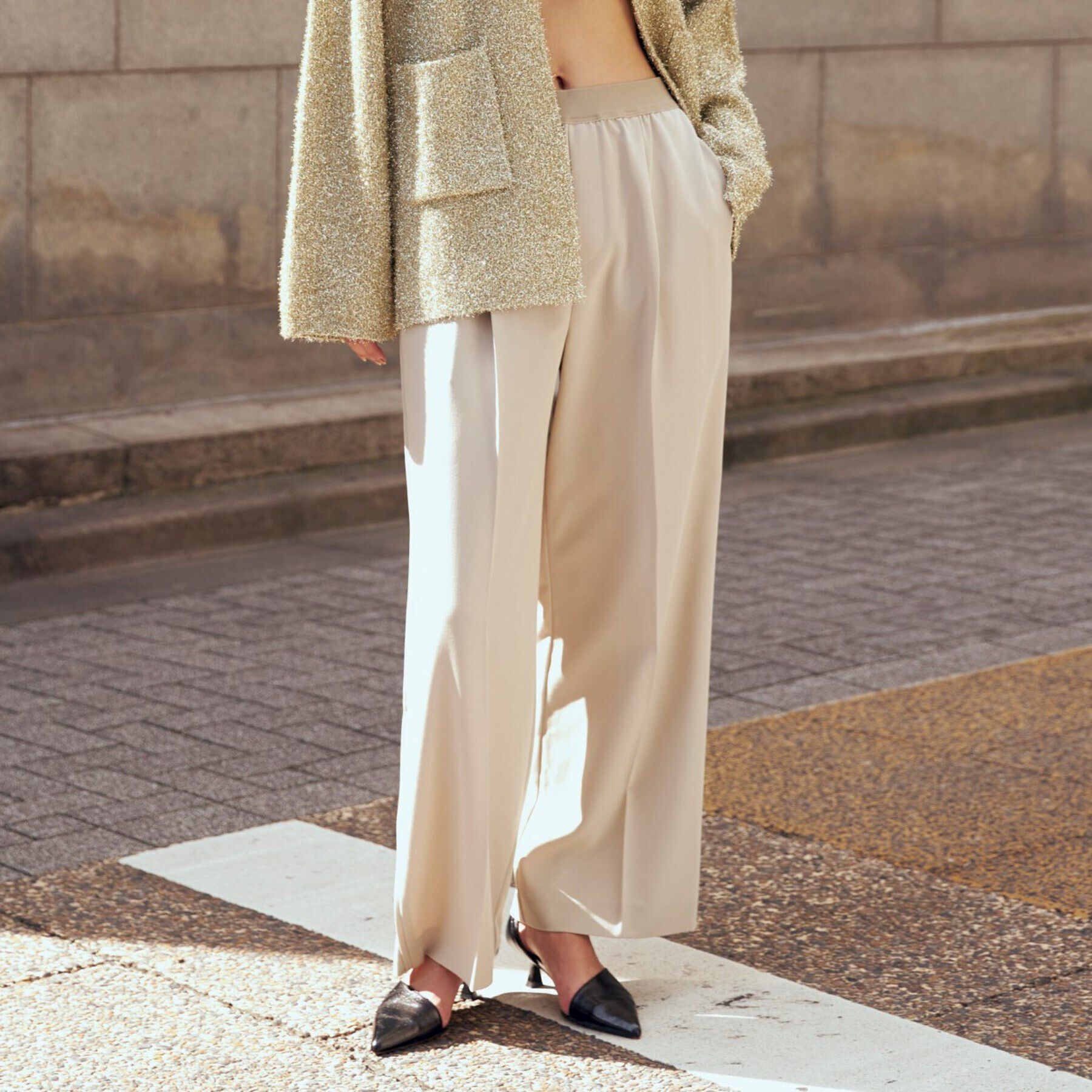 【インディヴィ/INDIVI】 イージーストレートワイドパンツ