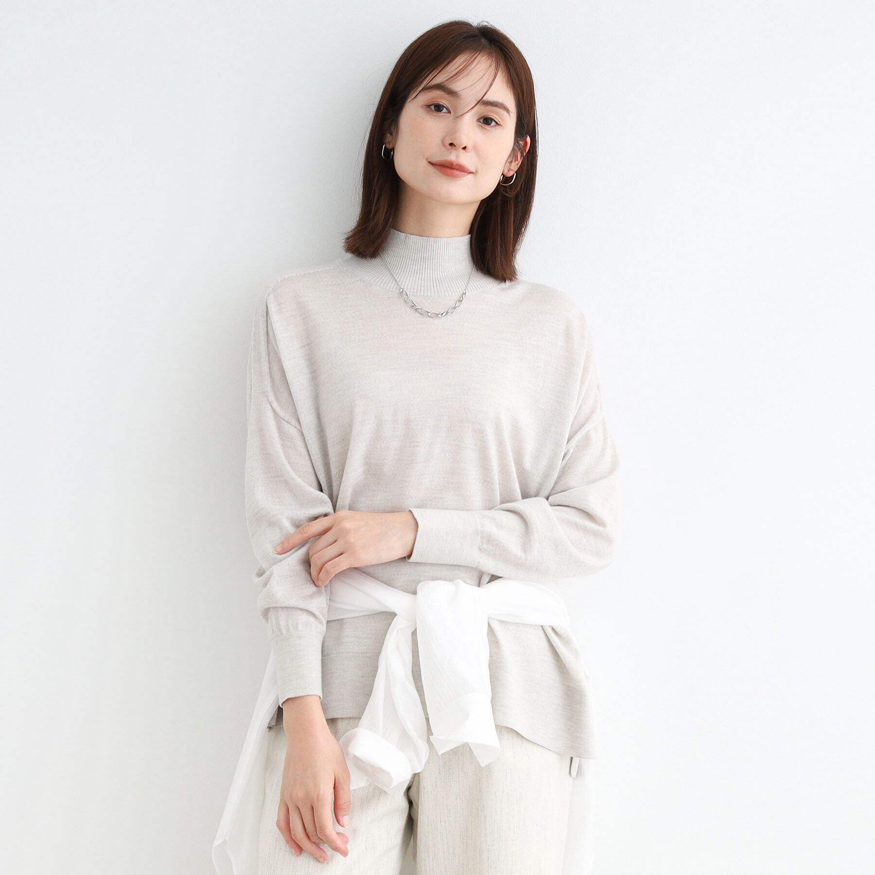 【インディヴィ/INDIVI】 【ウール混】ハイネックドルマンデザインニット