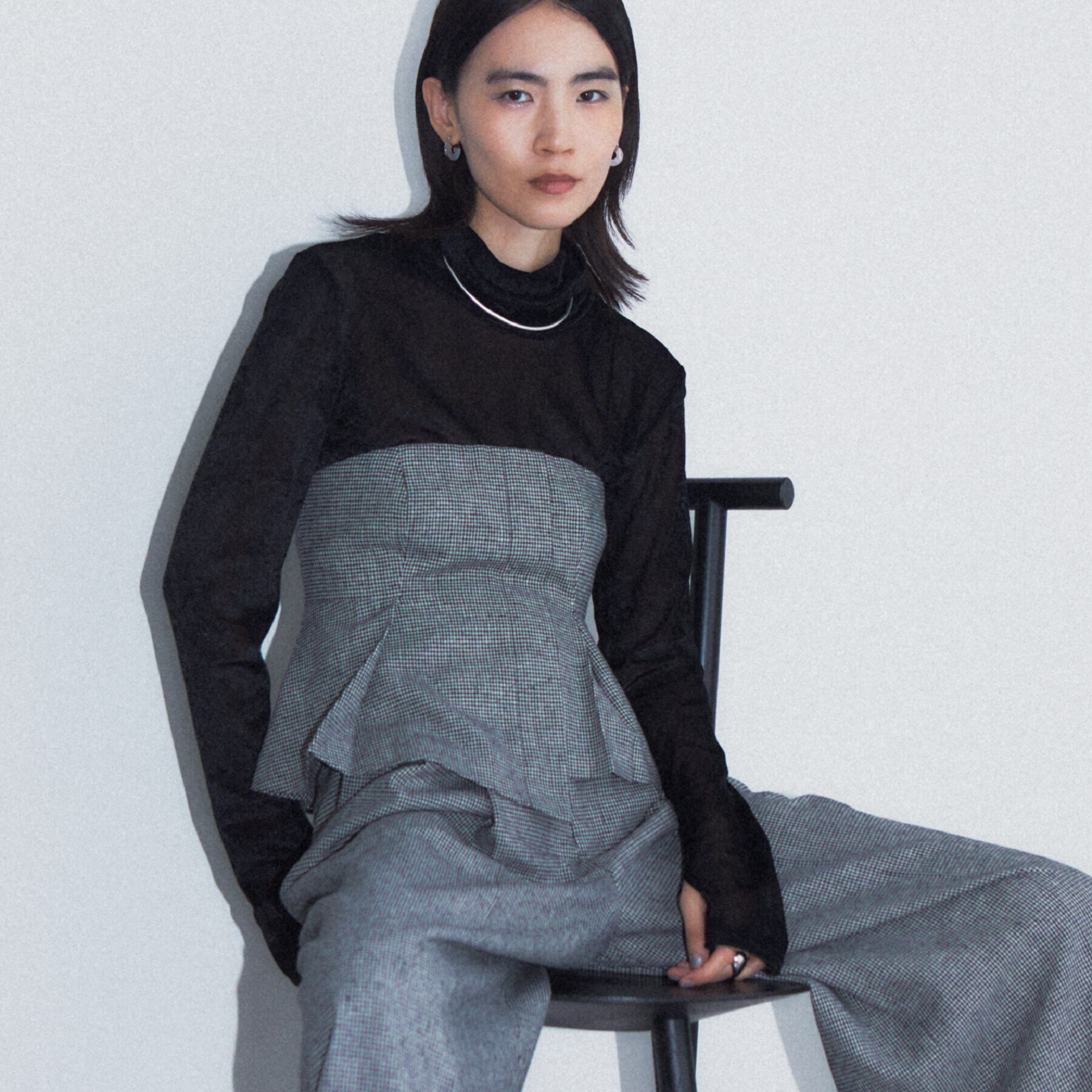 モテ系メンズファッション|【インディヴィ/INDIVI】 チェックツイードイレヘムビスチェ