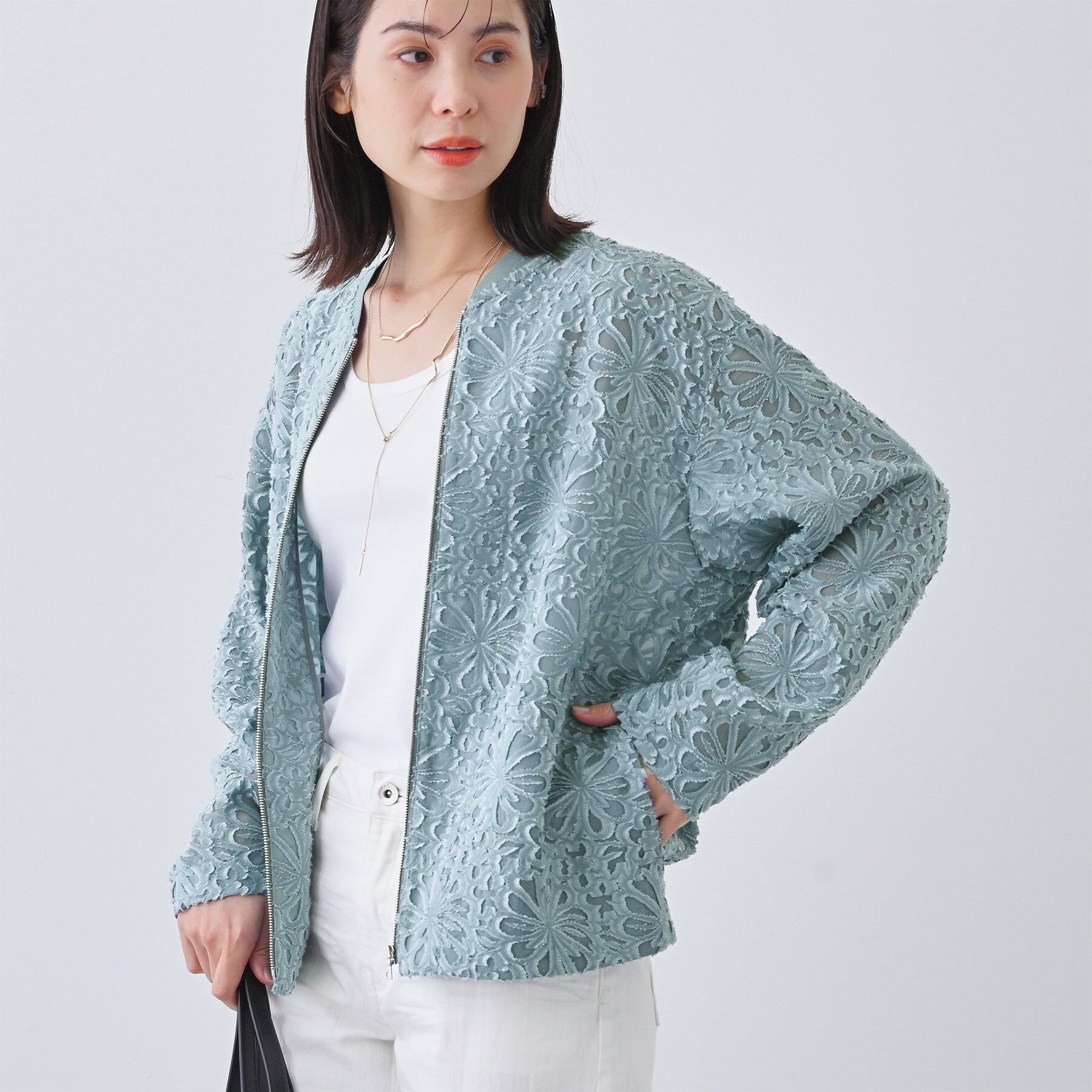 【インディヴィ/INDIVI】 【日本製／SETUP可能】オーバーサイズブルゾン