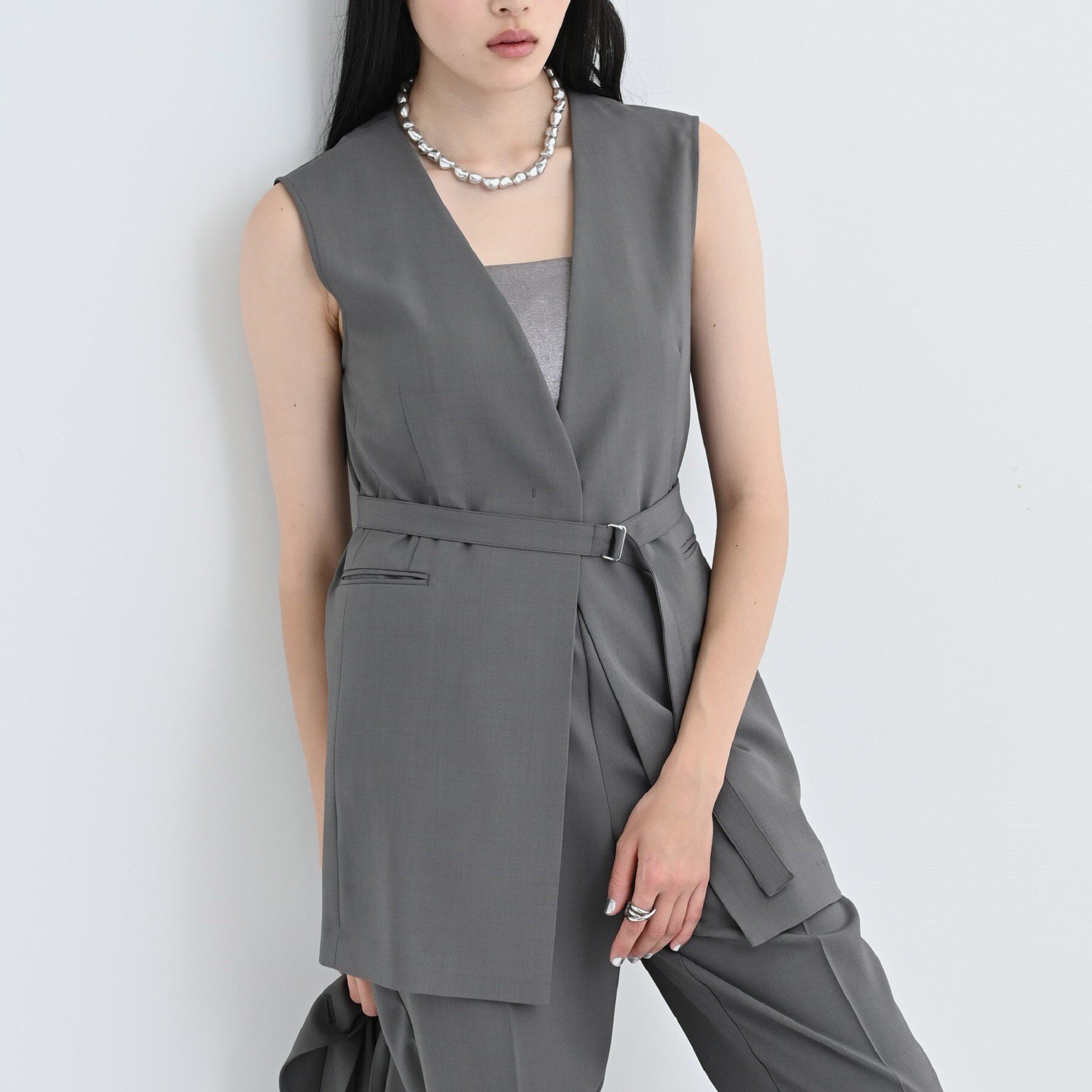 人気ファッションメンズ|【インディヴィ/INDIVI】 【セットアップ可】ナローベルテッドジレ【カセット服/オケージョン/通勤】