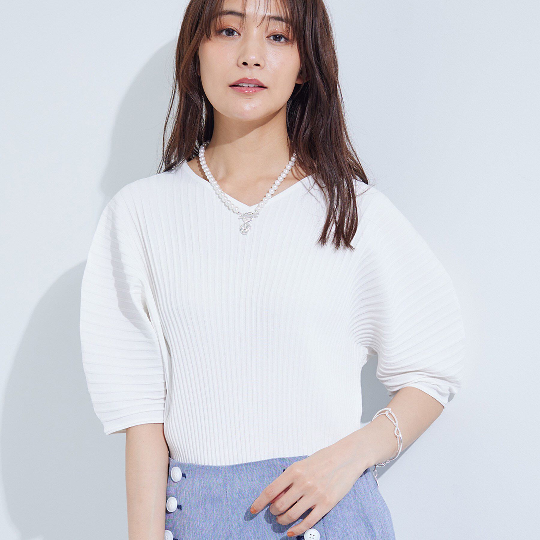 人気ファッションメンズ|【インディヴィ/INDIVI】 【二の腕カバー／スタイルアップ】ドライタッチストレッチニット