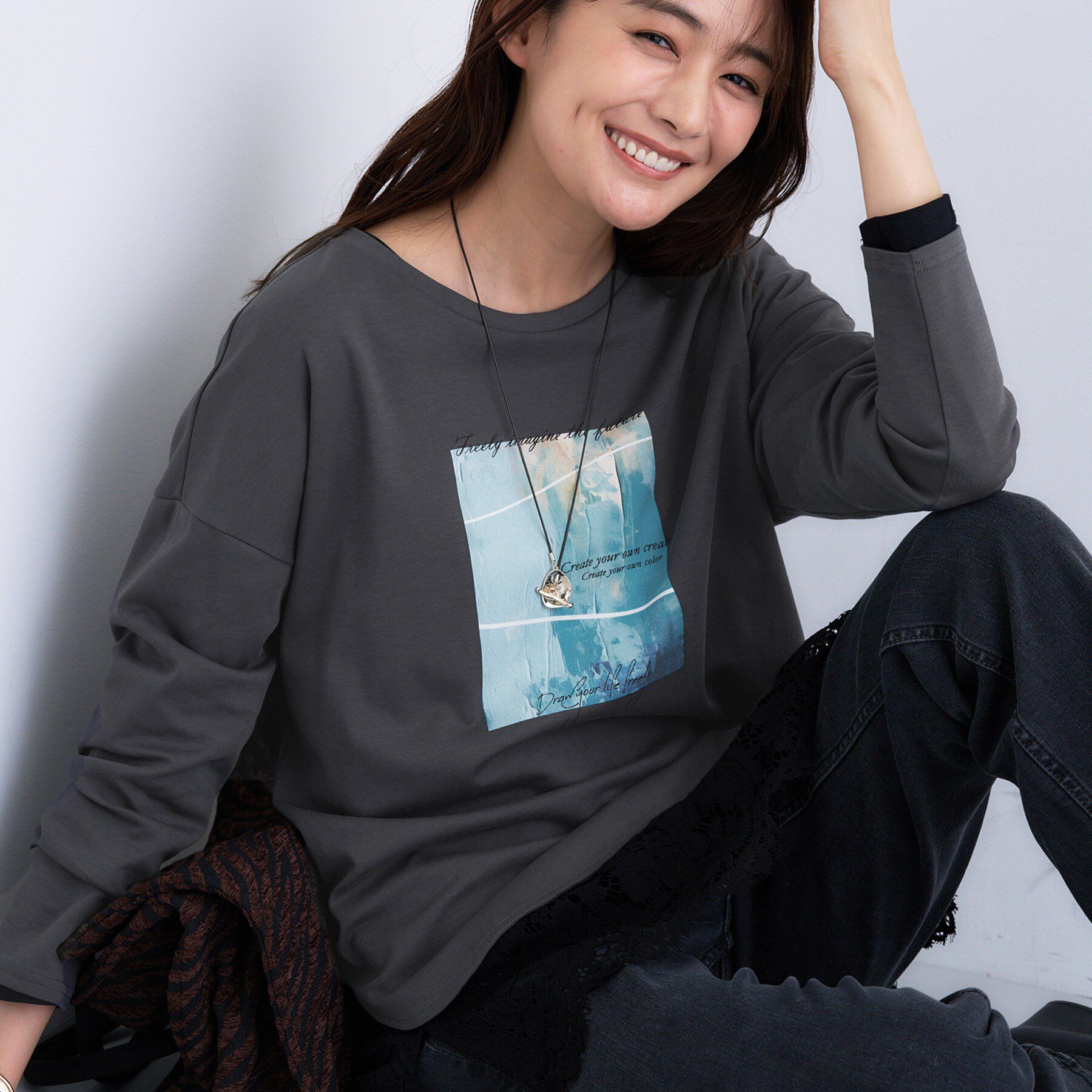 メンズファッションなら|【インディヴィ/INDIVI】 【UVケア】プリントフォトロングTシャツ