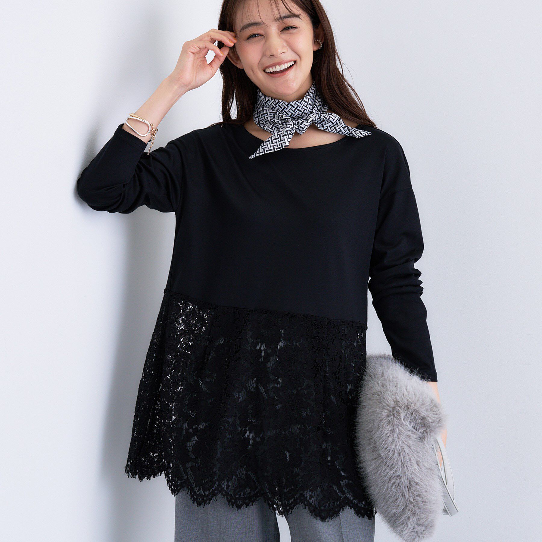 人気ファッションメンズ|【インディヴィ/INDIVI】 【レイヤードにおすすめ】レース切り替えカットソー