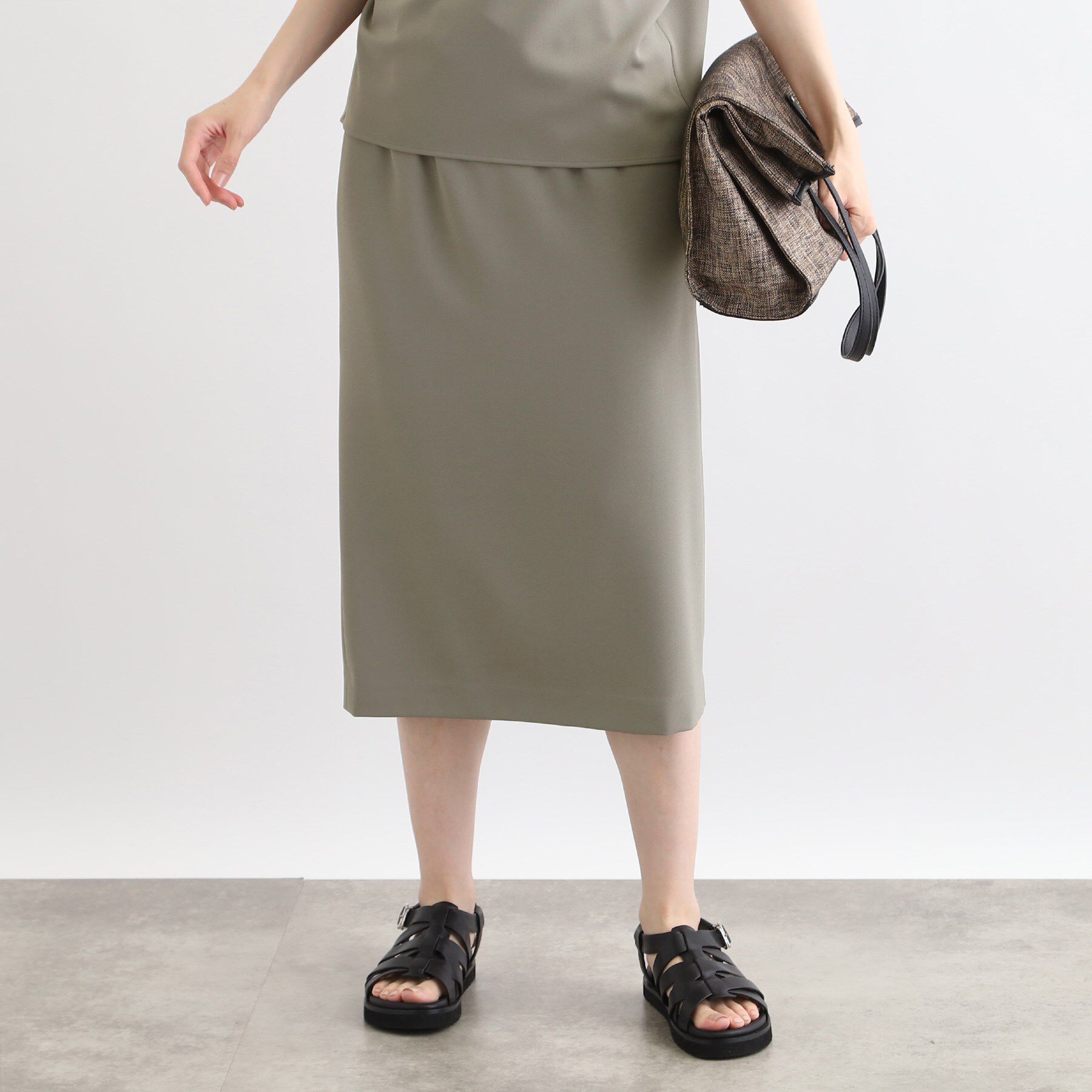 【インディヴィ/INDIVI】 【洗える／SETUP可能／ウエストゴム】ストレートラインスカート