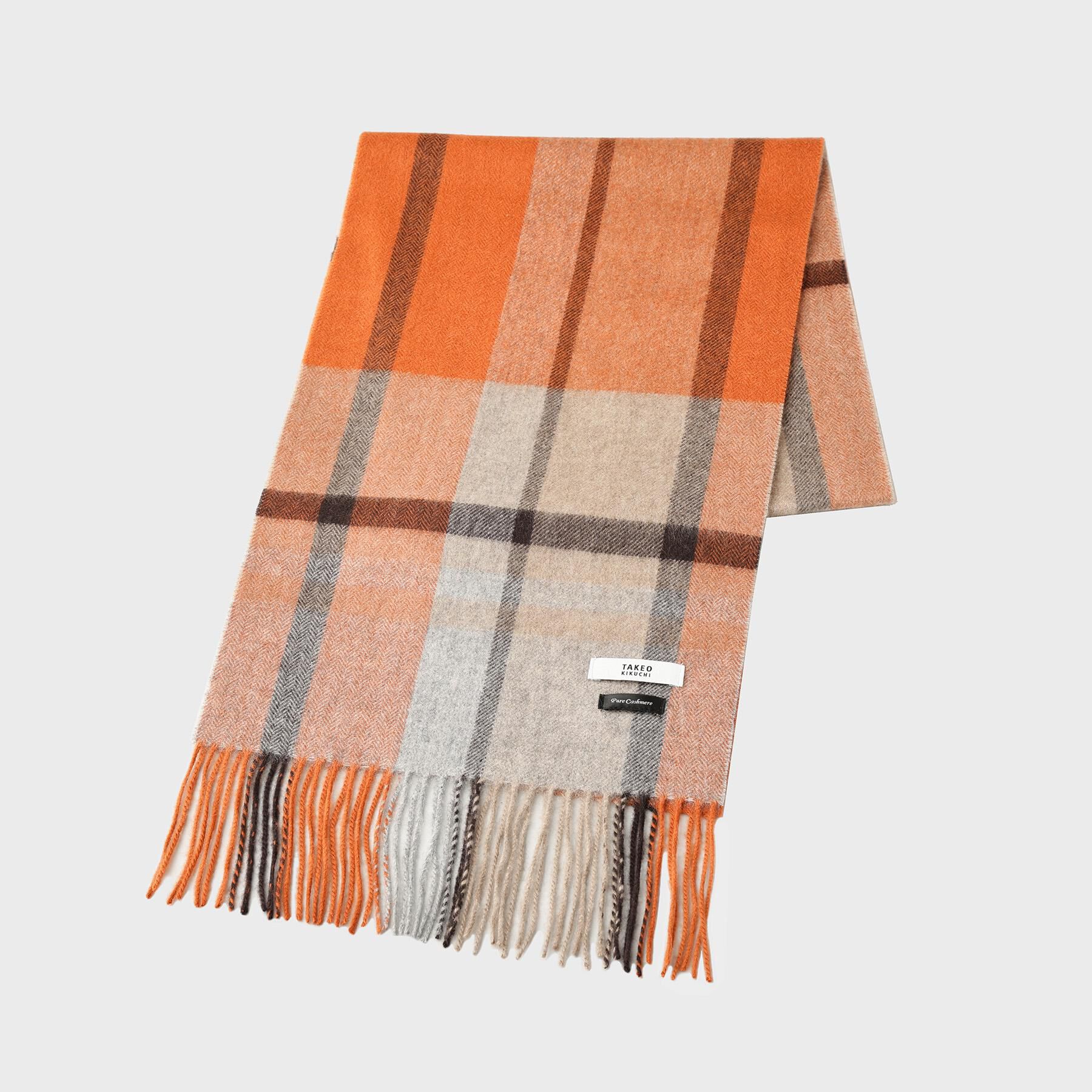 【タケオキクチ/TAKEO KIKUCHI】 チェックカシミヤマフラー