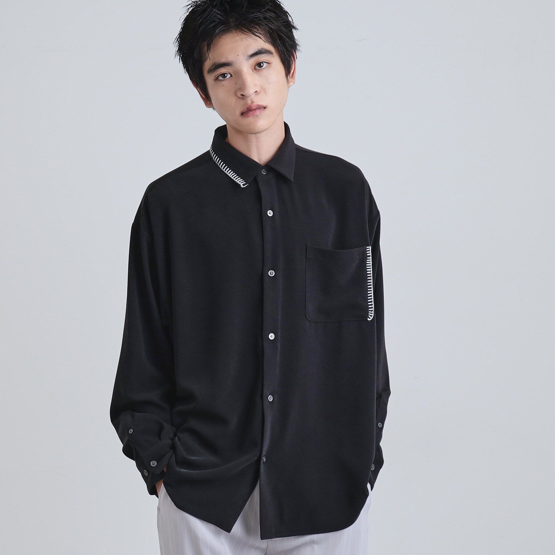 【ティーケー　タケオキクチ/tk.TAKEO KIKUCHI】 なめらかスエードタッチステッチシャツ