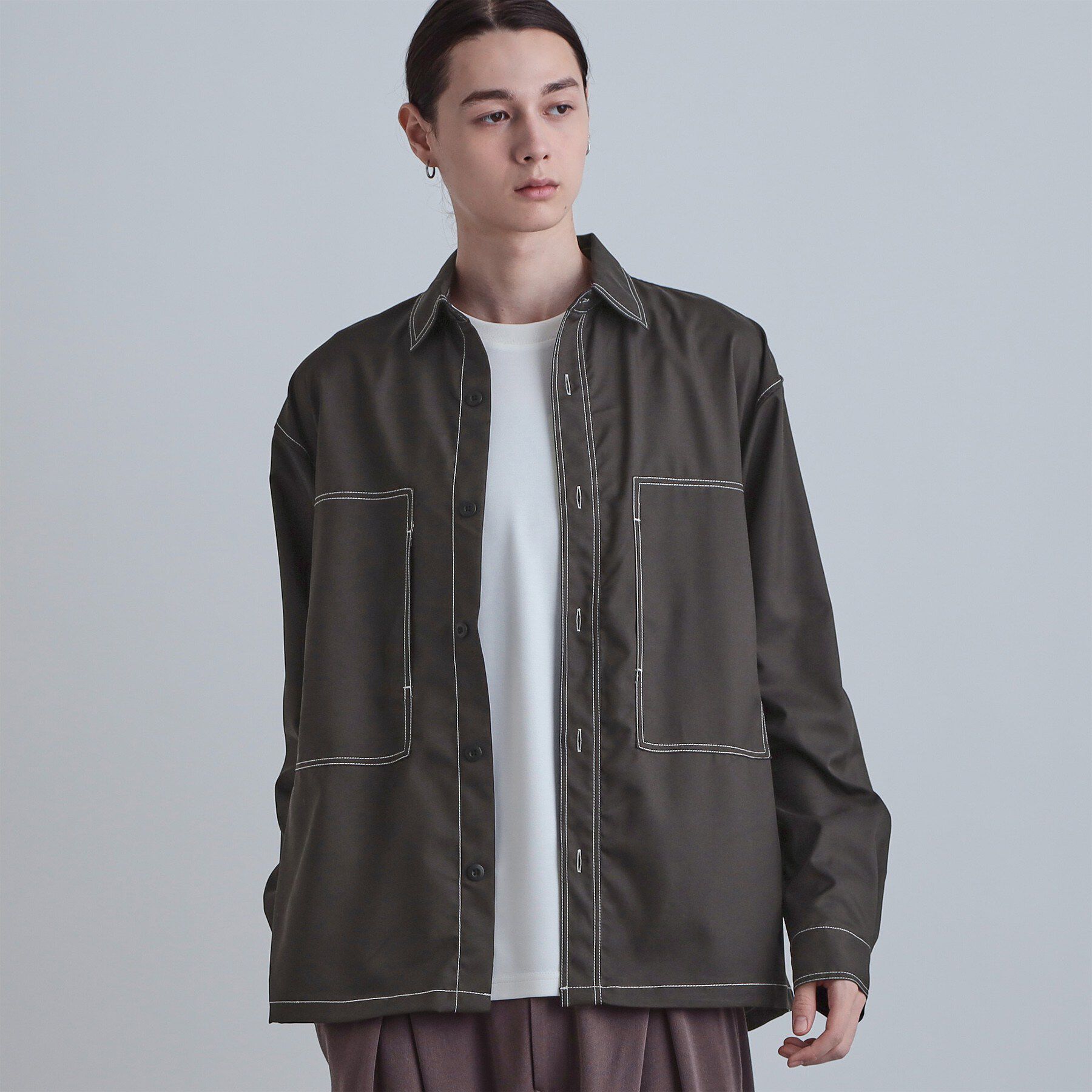 【ティーケー　タケオキクチ/tk.TAKEO KIKUCHI】 配色ステッチシャツ