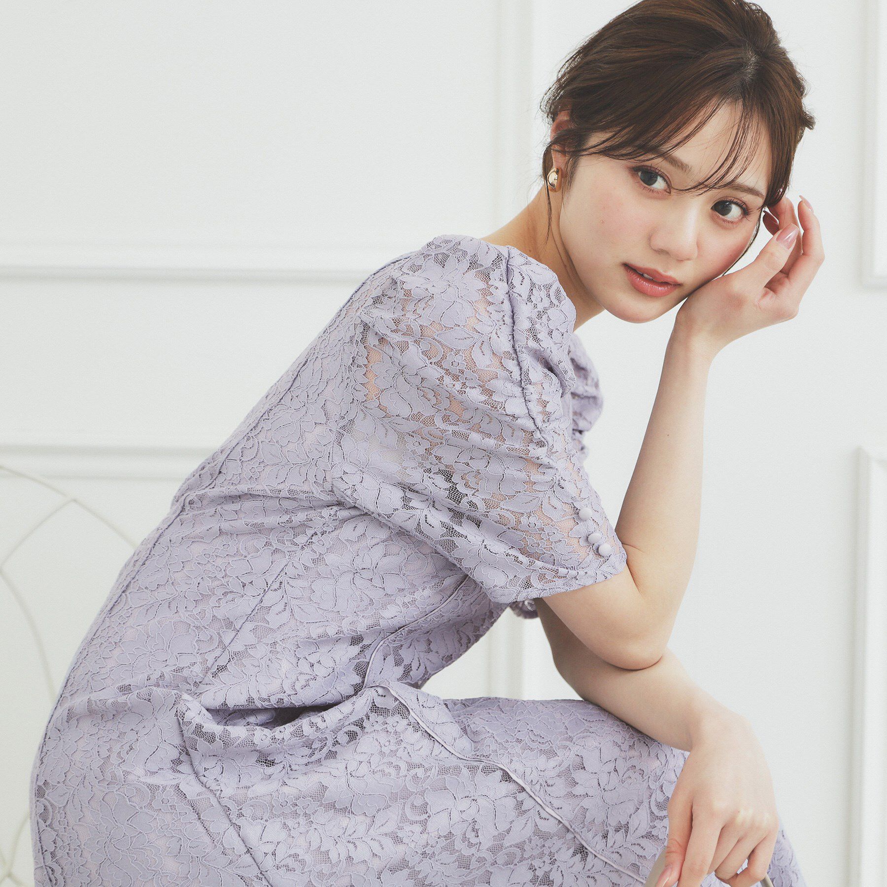 【インデックス/index】 総レースギャザースリーブワンピース【洗濯機洗い可】