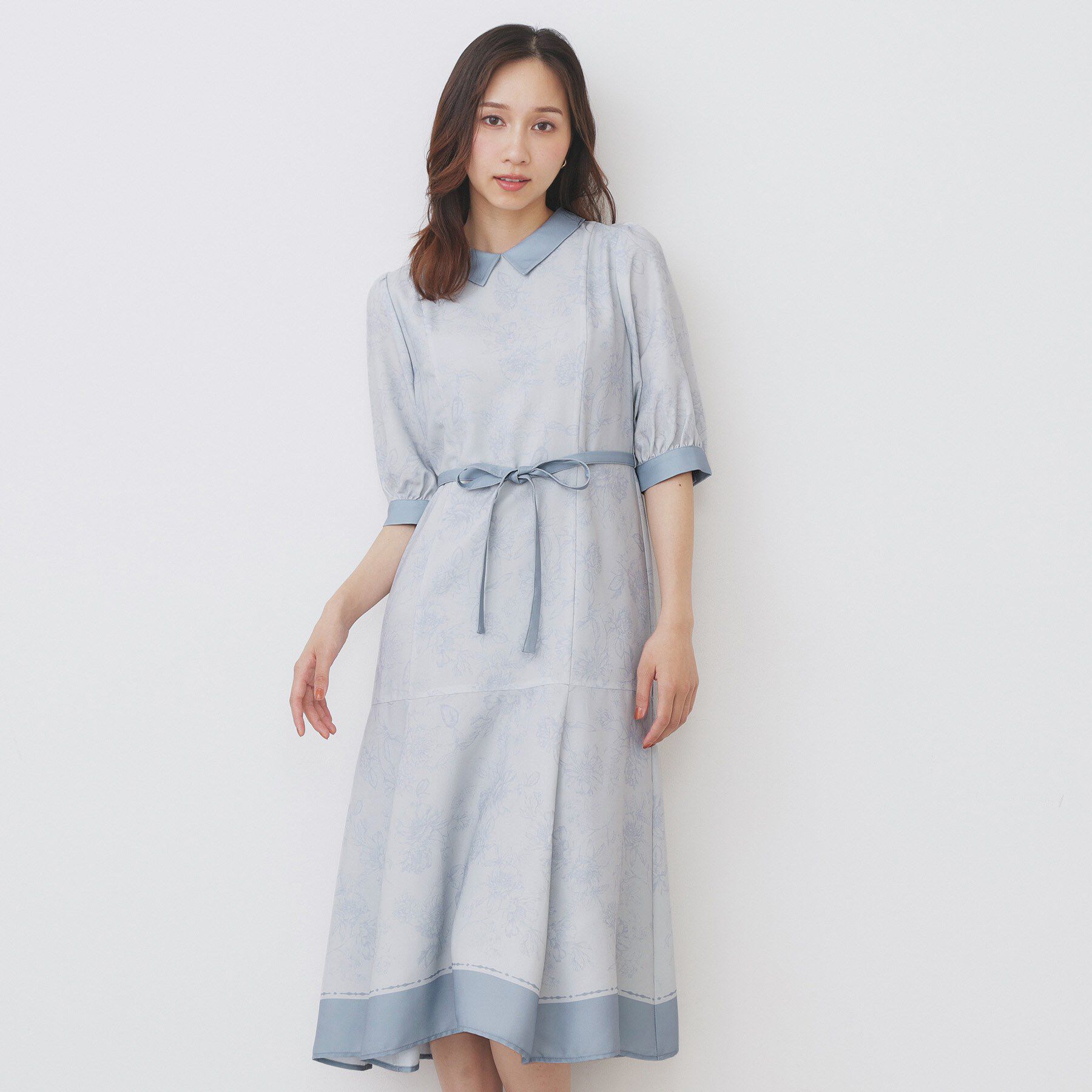 【インデックス/index】 2WAY パネルフラワーバイカラーワンピース【洗濯機洗い可/イージーアイロン】