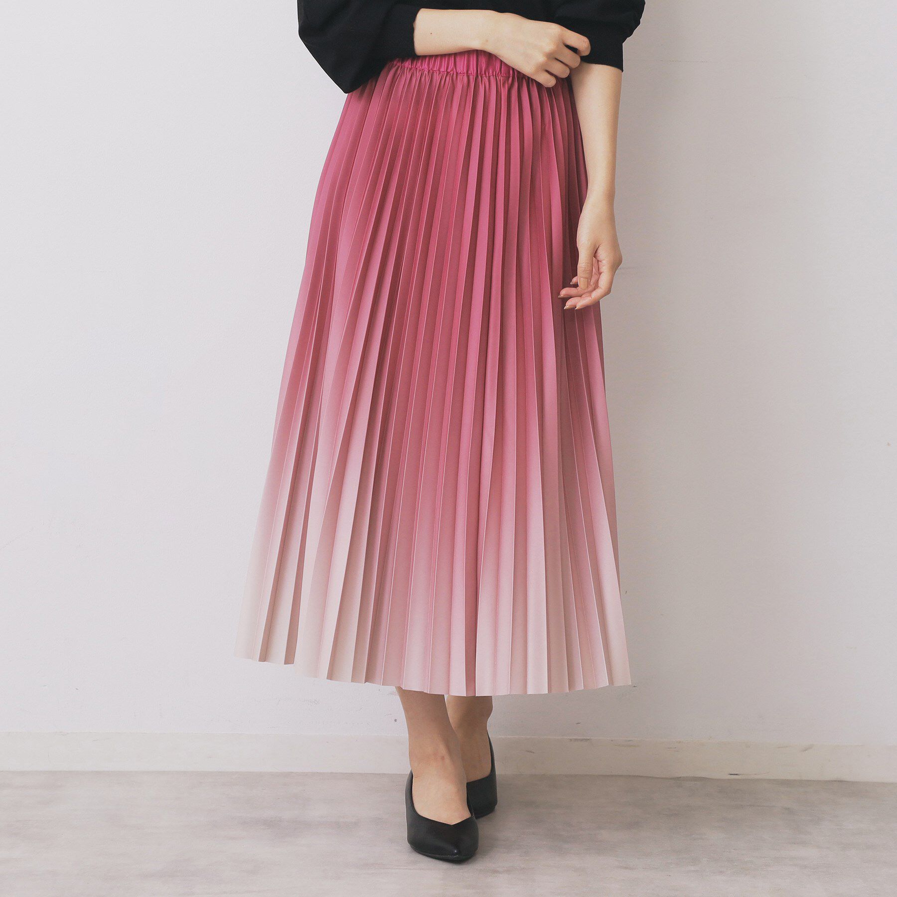 【インデックス/index】 グラデーションプリーツスカート【洗濯機OK/防シワ】