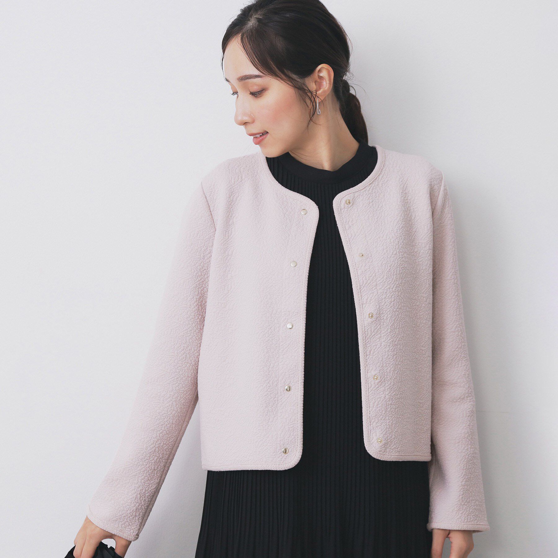 【インデックス/index】 ストレッチノーカラーブルゾン【洗濯機OK】