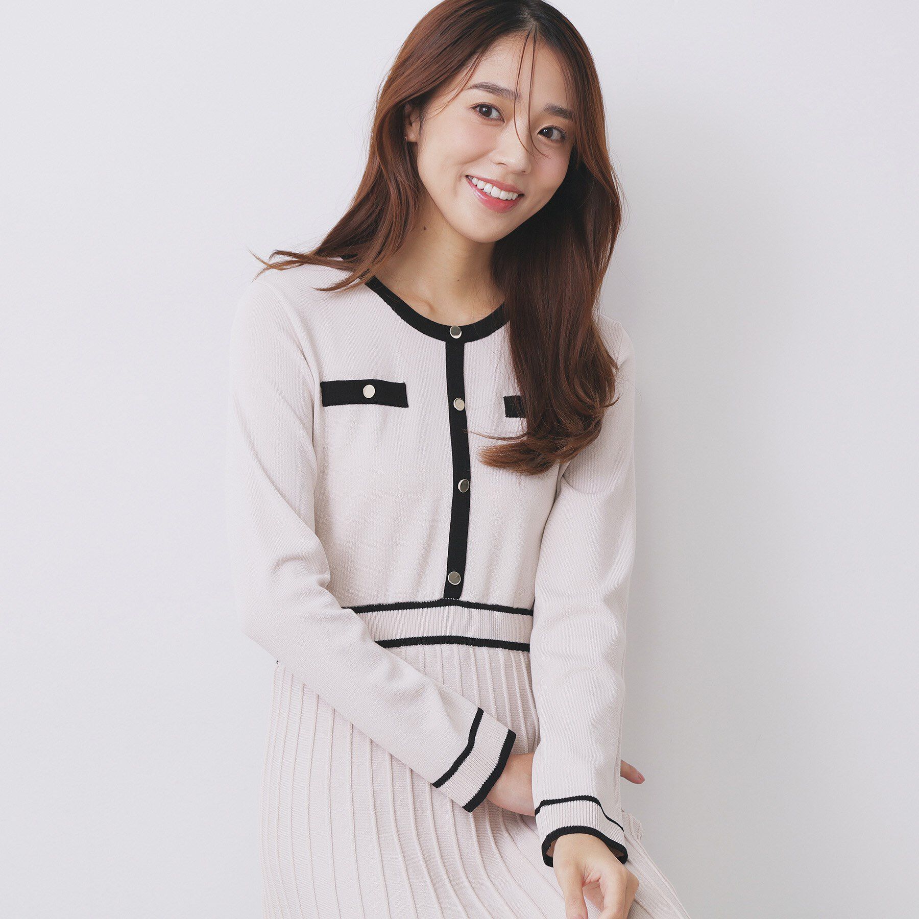 【インデックス/index】 バイカラードッキング風ニットワンピース【洗濯機OK/抗ピル】