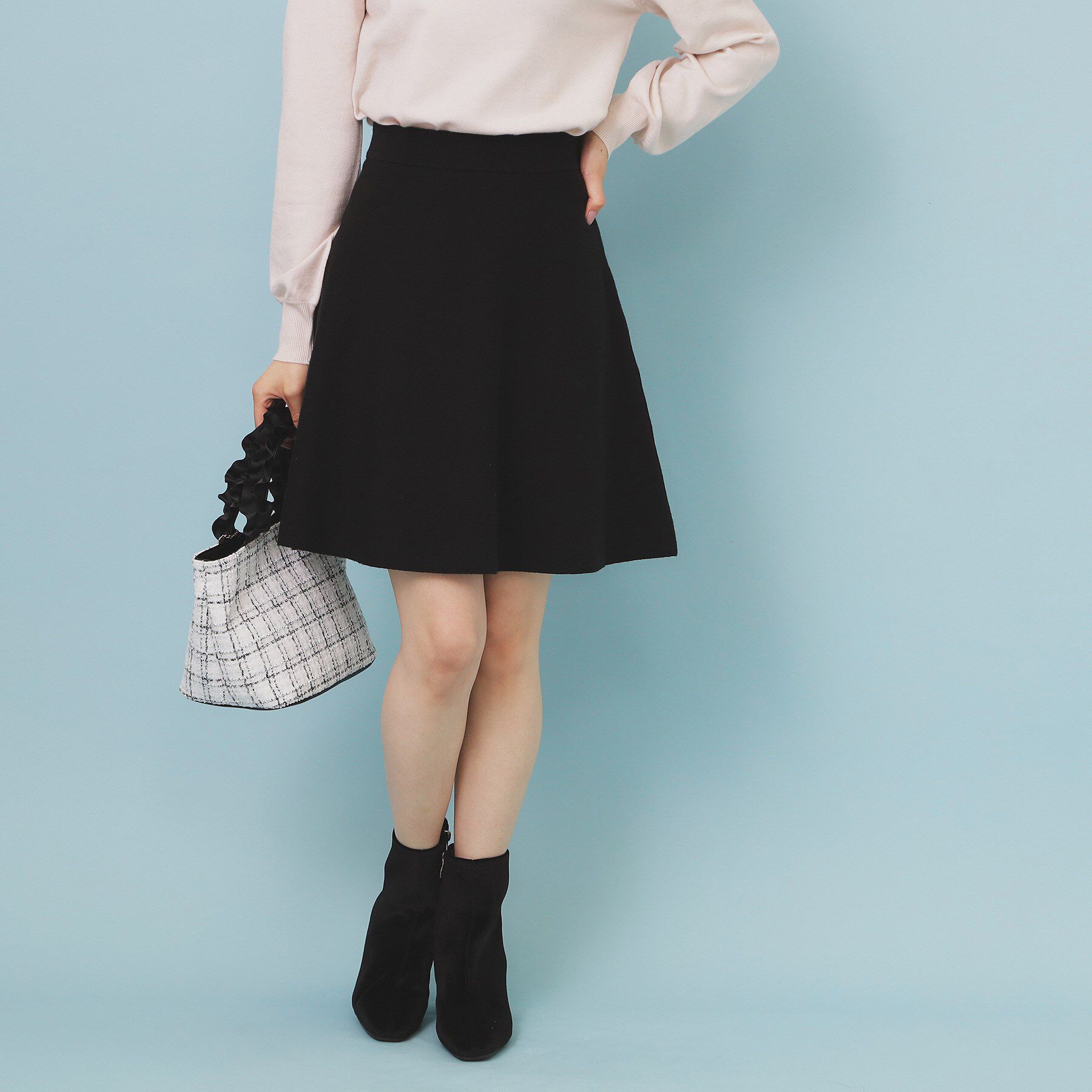 【インデックス/index】 フレアミニニットスカート【洗濯機OK】