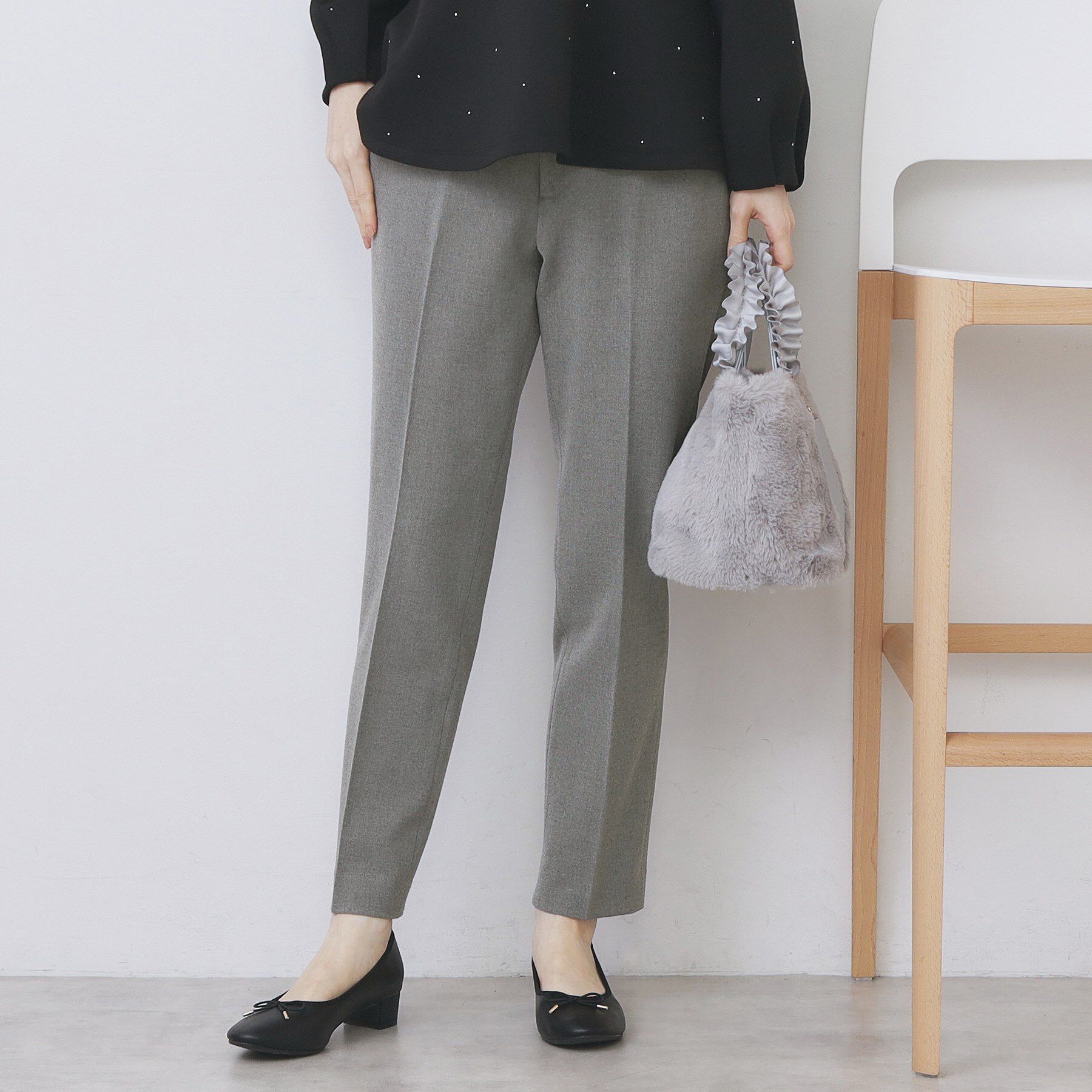 【インデックス/index】 ウォームストレッチテーパードパンツ【洗濯機OK/防シワ/吸湿発熱】《XS〜3L》