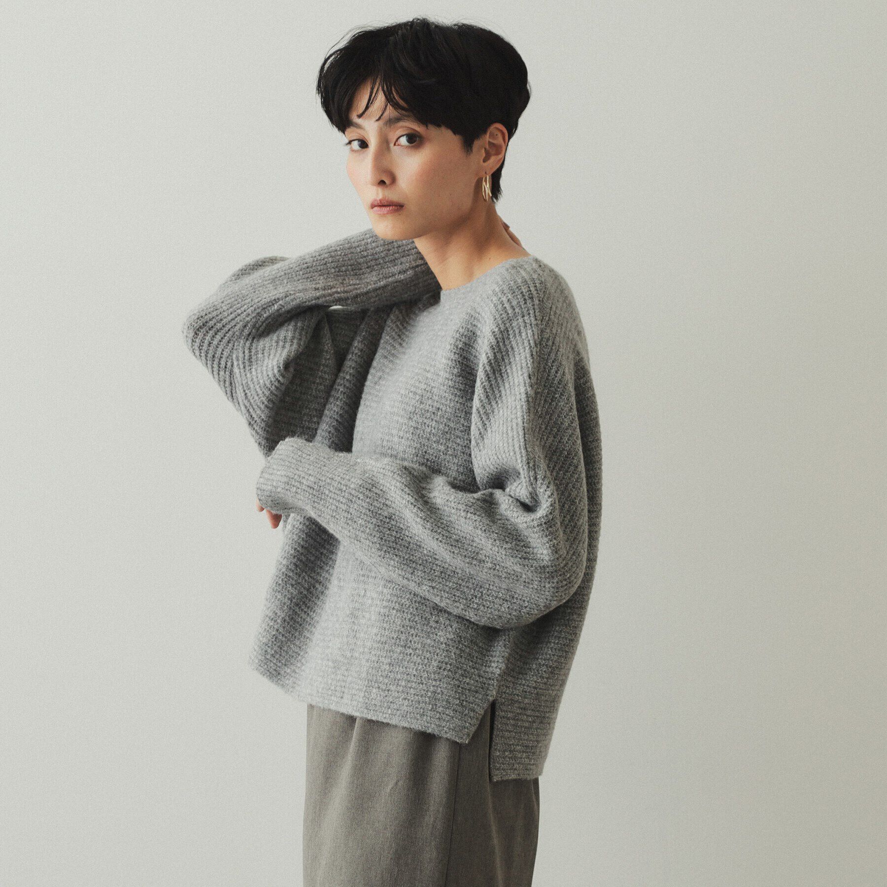 【オペークドットクリップ/OPAQUE.CLIP】 リラクシードルマンスリーブニット【洗濯機洗い可】