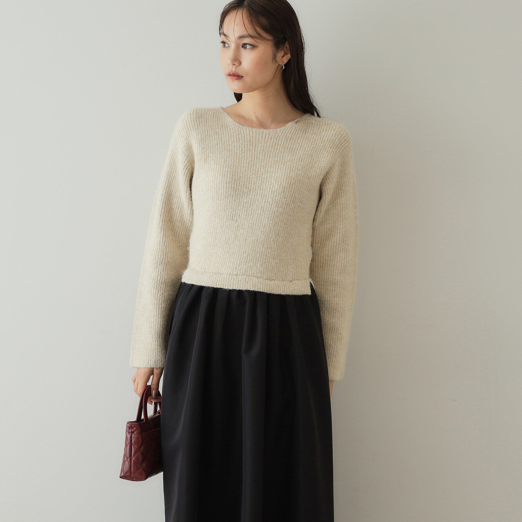 【オペークドットクリップ/OPAQUE.CLIP】 ラメ混ニット×フハクドッキングワンピース【洗濯機洗い可】