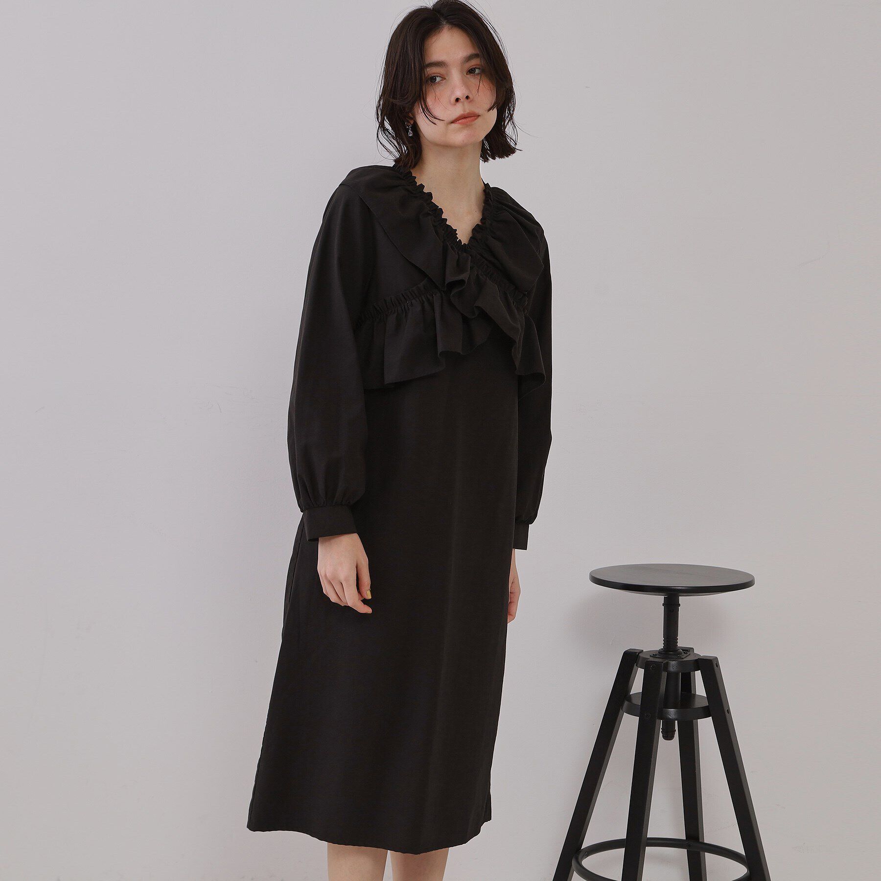 【オペークドットクリップ/OPAQUE.CLIP】 フリルデザインワンピース【洗濯機洗い可】