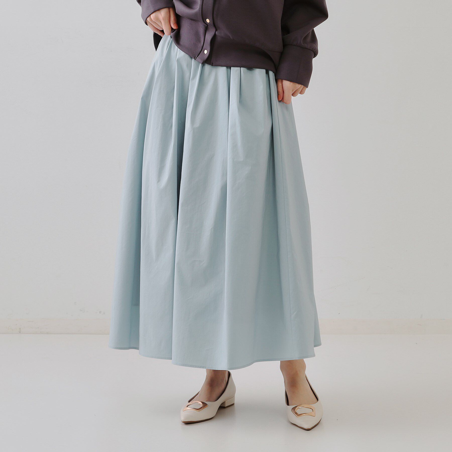 【オペークドットクリップ/OPAQUE.CLIP】 イージータックギャザースカート【洗濯機洗い可】