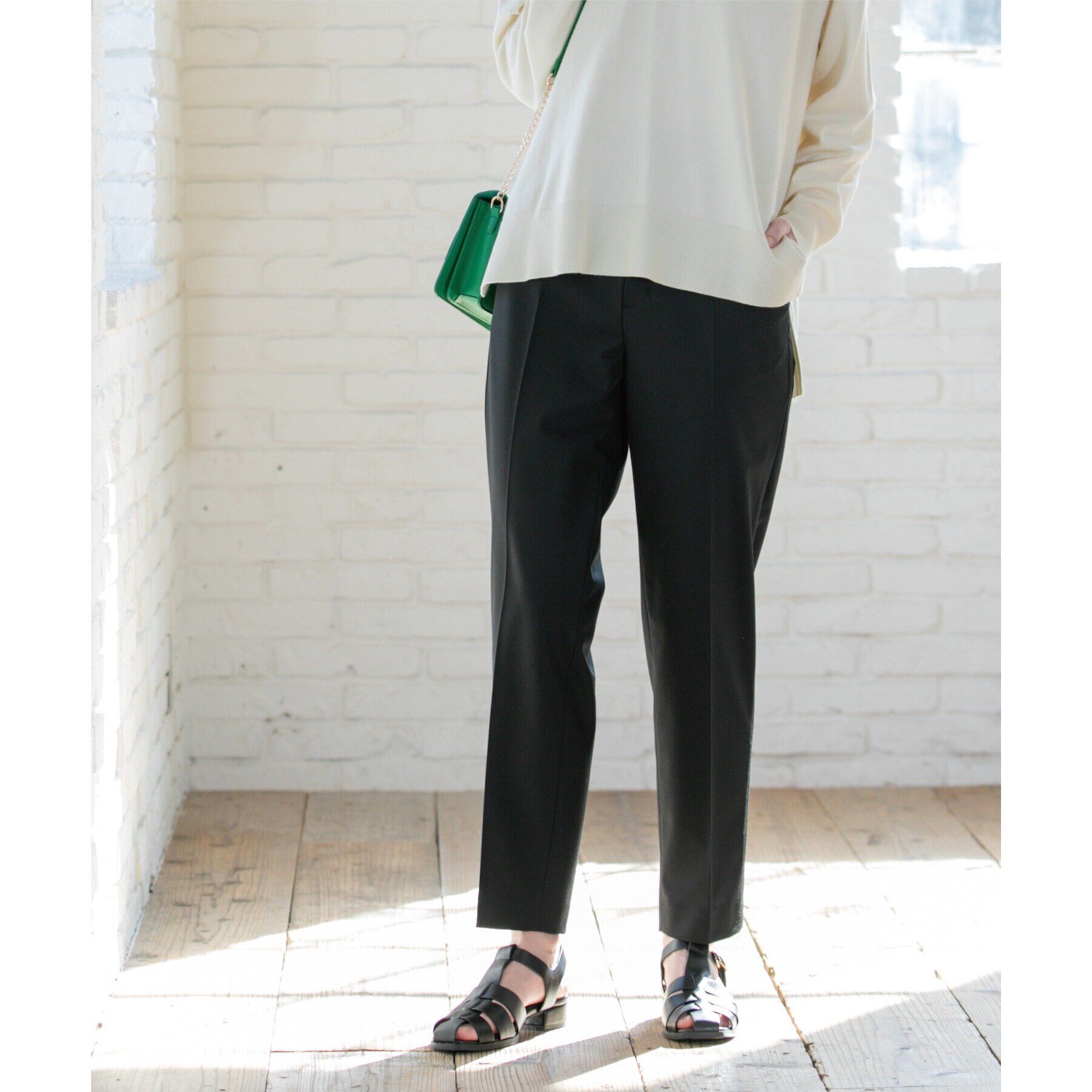 【オペークドットクリップ/OPAQUE.CLIP】 美脚ストレッチテーパードパンツ【洗濯機洗い可】