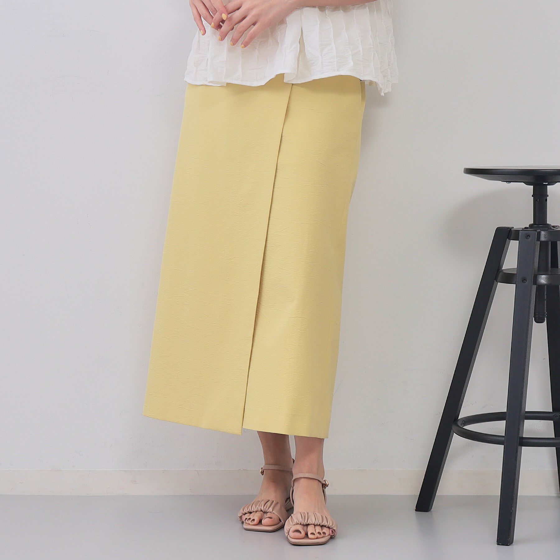 【オペークドットクリップ/OPAQUE.CLIP】 ラップ風ナロースカート【洗濯機洗い可】