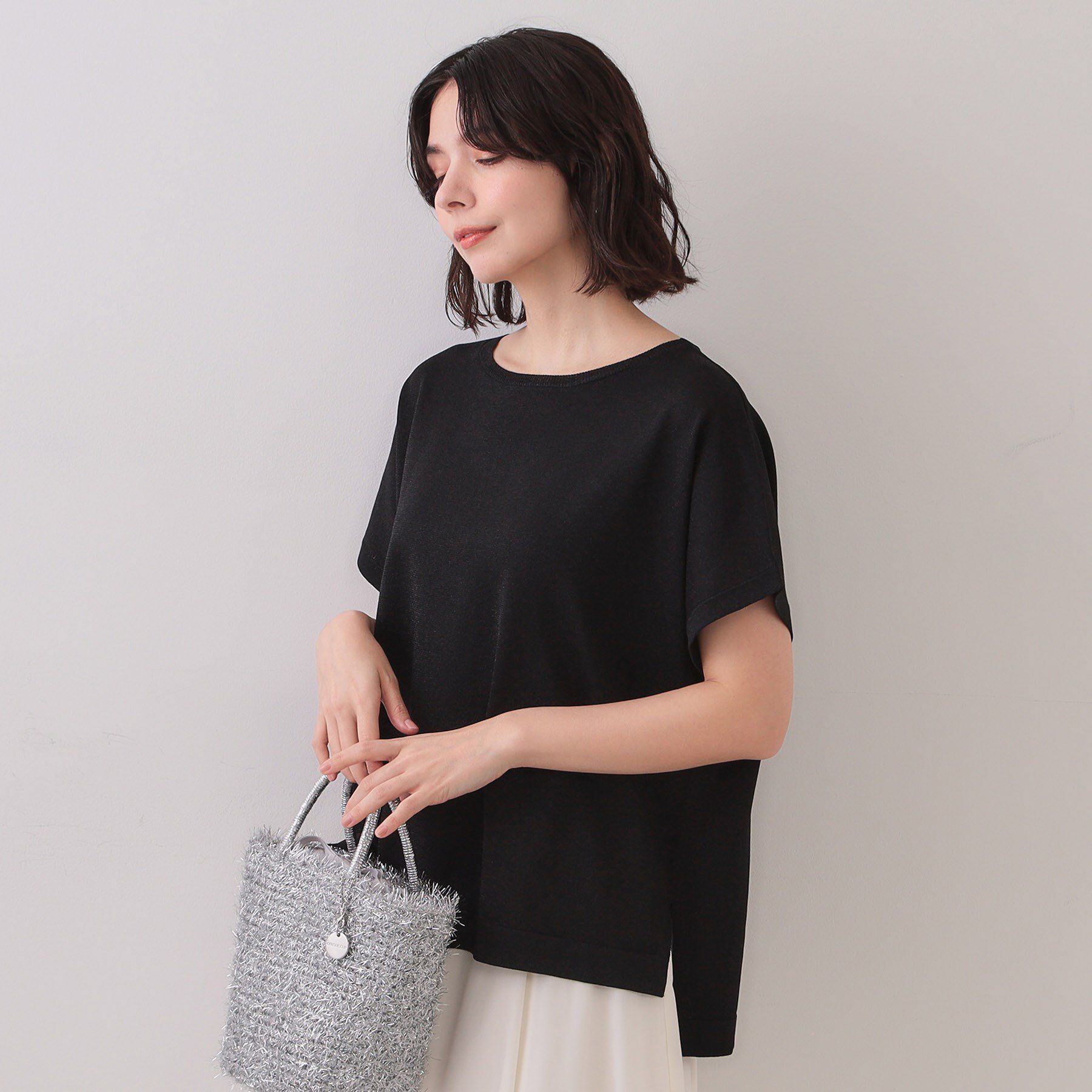 【オペークドットクリップ/OPAQUE.CLIP】 ラメリラクシードルマンニット【接触冷感/UV/抗ピル/洗濯機洗い可】