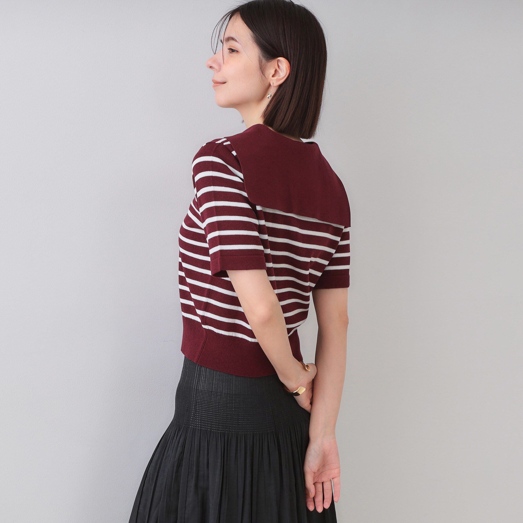 【オペークドットクリップ/OPAQUE.CLIP】 セーラーカラーボーダーニット【洗濯機洗い可】