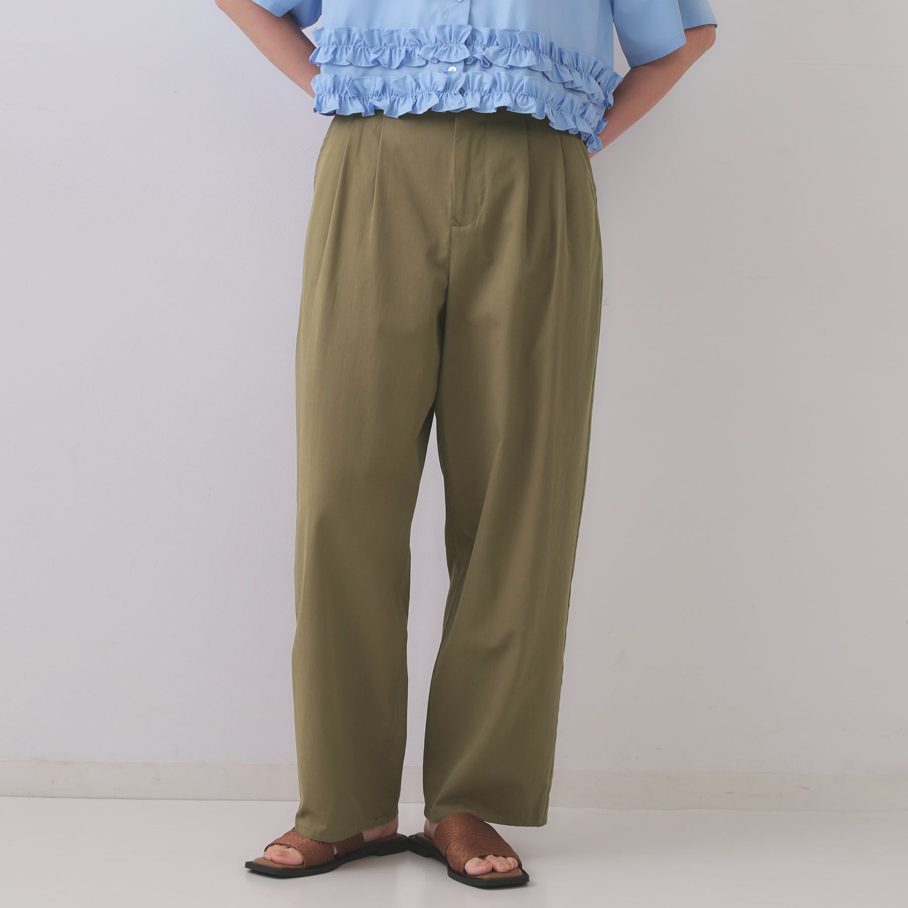 【オペークドットクリップ/OPAQUE.CLIP】 カーブタックパンツ【洗濯機洗い可】