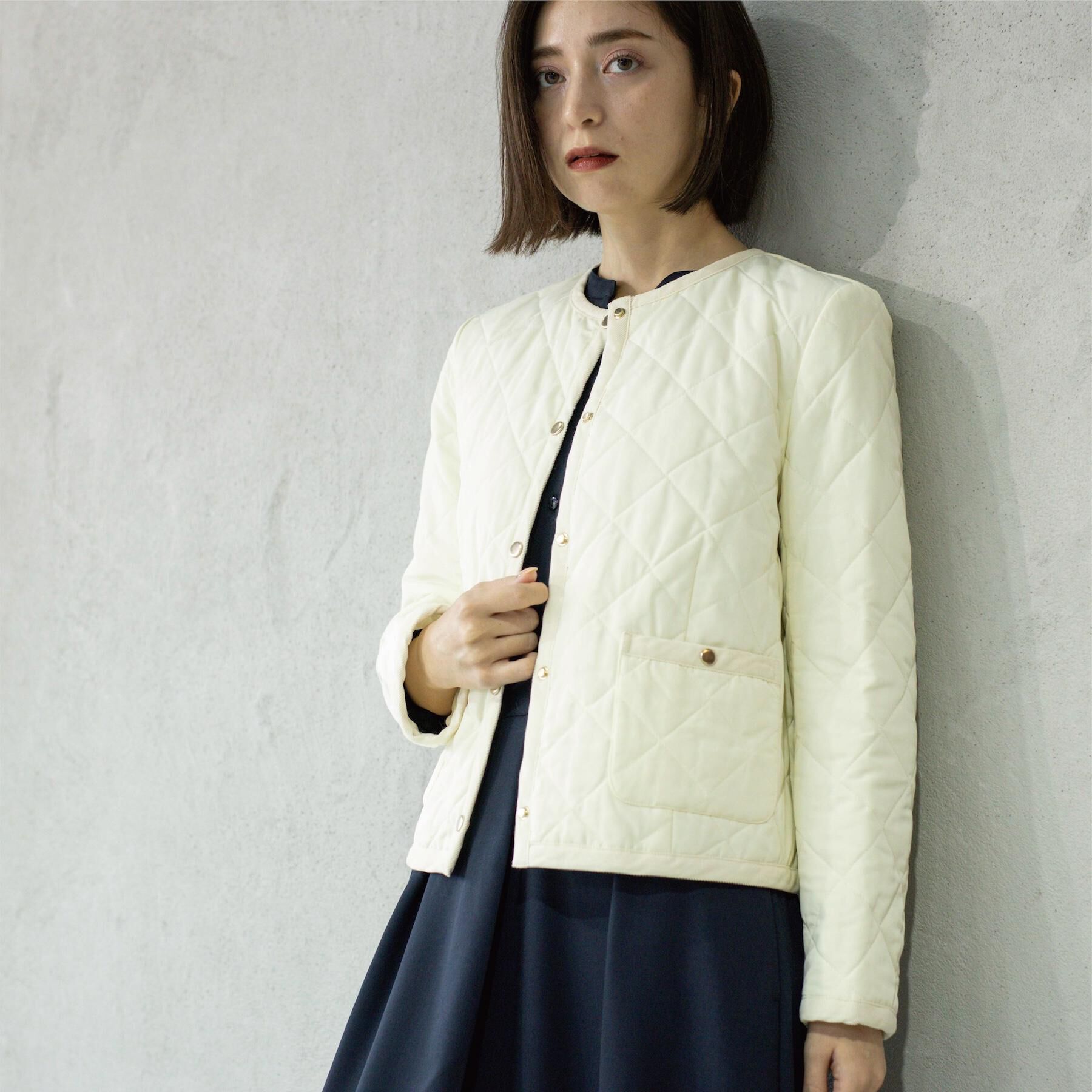 【オペークドットクリップ/OPAQUE.CLIP】 撥水キルティングノーカラージャケット【洗濯機洗い可】