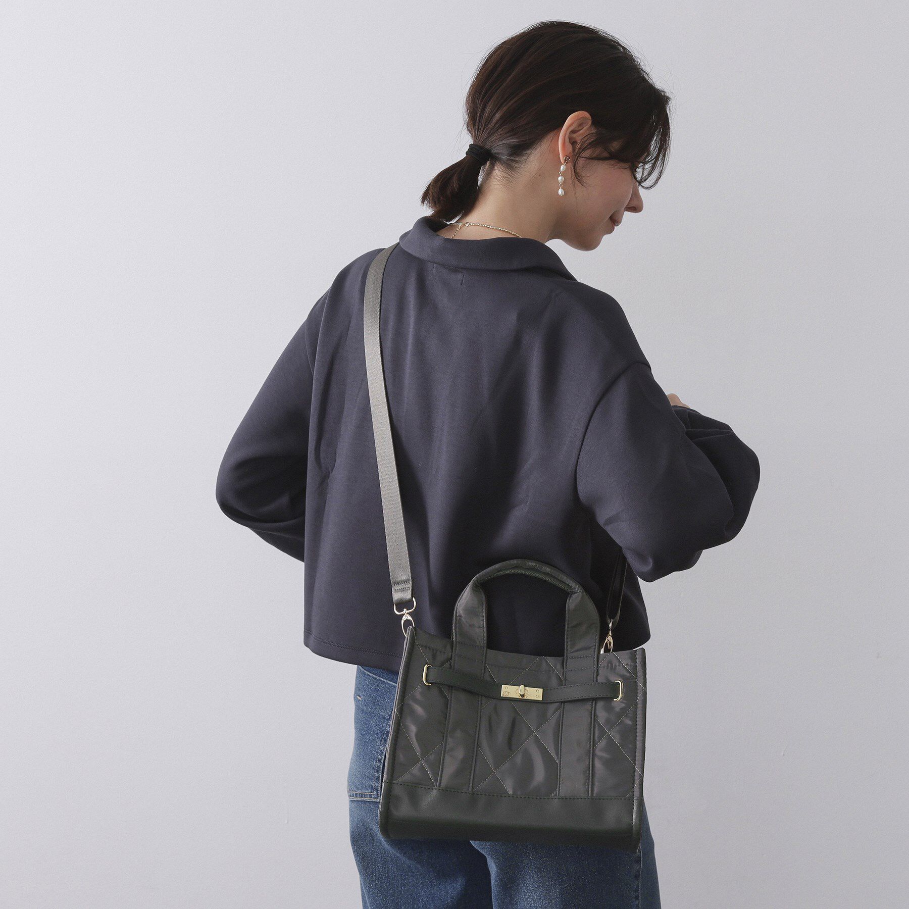 【オペークドットクリップ/OPAQUE.CLIP】 【2WAY】ダイヤキルティングスクエアミドルショルダーバッグ