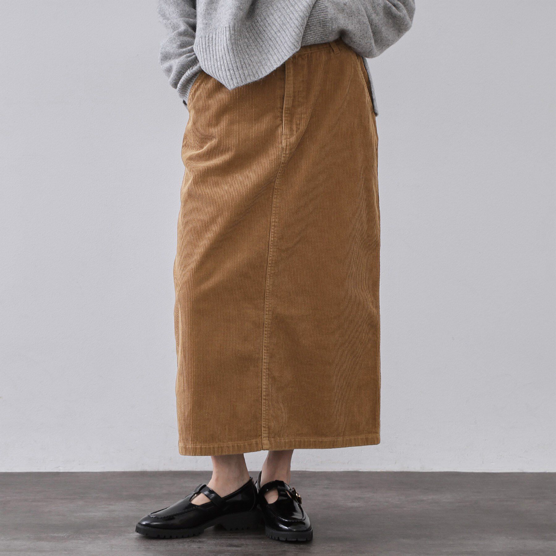 【オペークドットクリップ/OPAQUE.CLIP】 コーデュロイナロースカート【洗濯機OK】
