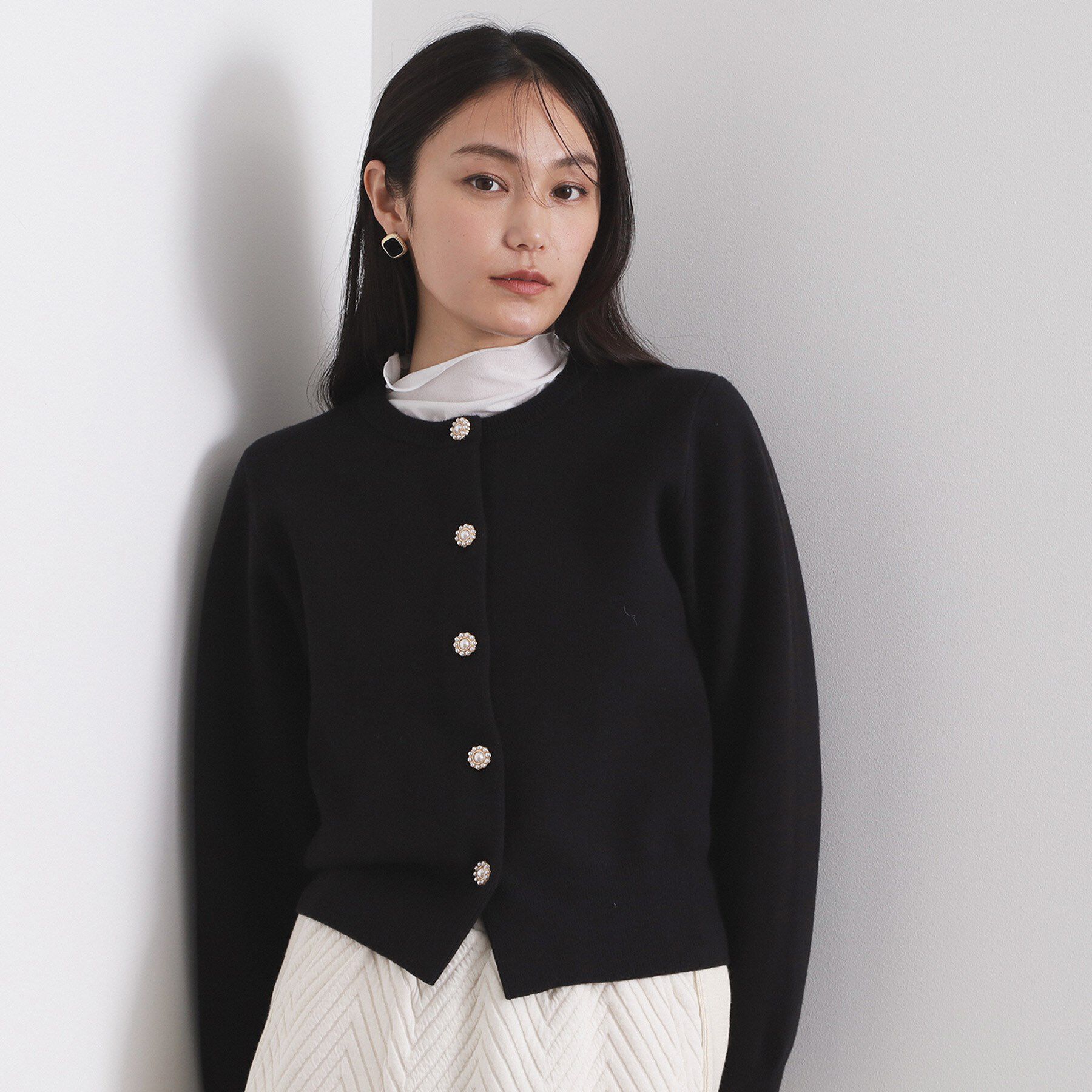 メンズファッションオススメ|【オペークドットクリップ/OPAQUE.CLIP】 フェイクパールビジューボタンニットカーディガン【洗濯機OK】