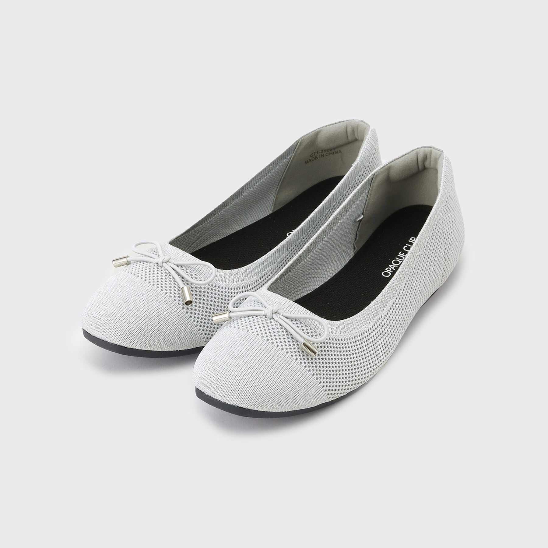 【オペークドットクリップ/OPAQUE.CLIP】 【抗菌防臭／軽量／マシンウォッシャブル】スクエアトゥメッシュニットバレエシューズ