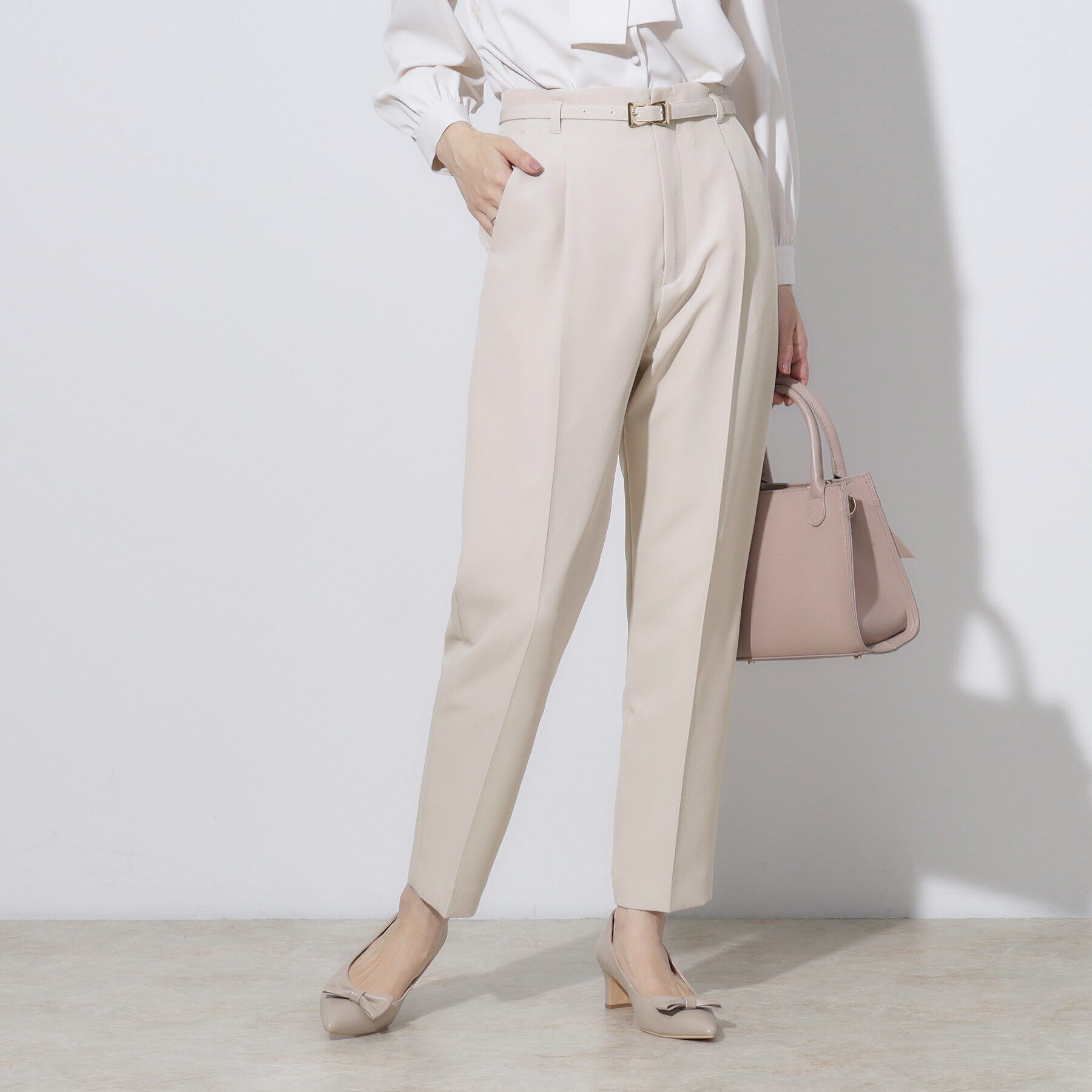 【クチュール　ブローチ/Couture brooch】 【セレモニーシーン/お仕事にも】ダブルクロステーパードパンツ