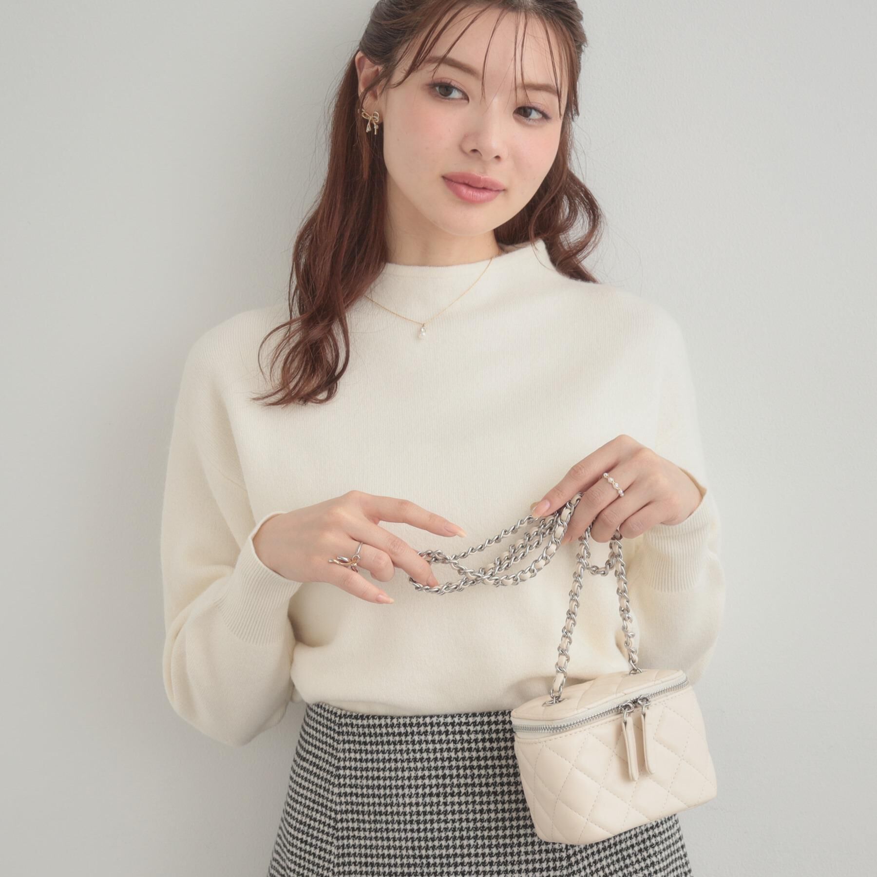 【クチュール　ブローチ/Couture brooch】 【ゆるふわ・通勤】リッシュアンゴラ バックパール調ニット