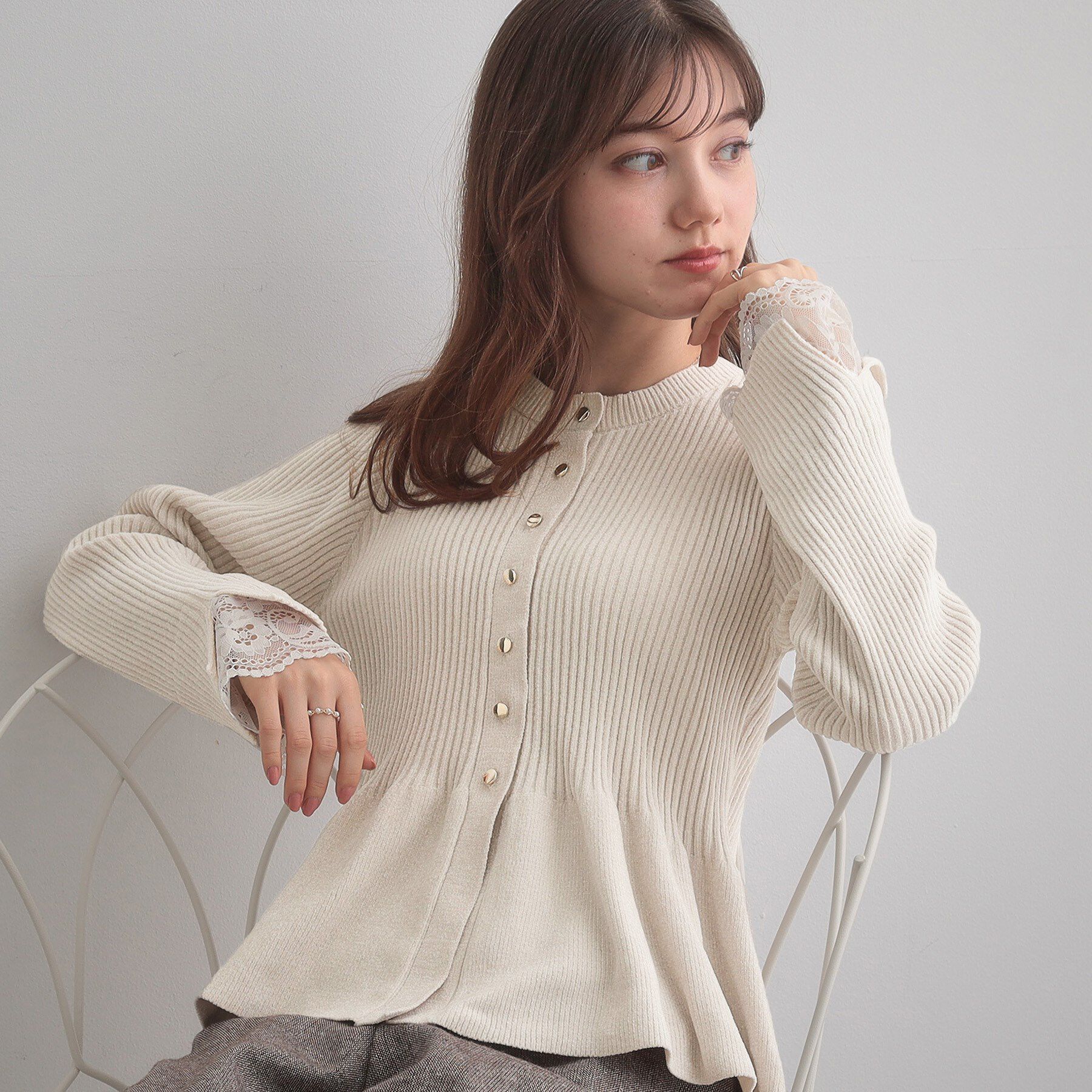 メンズファッションオススメ|【クチュール ブローチ/Couture brooch】 短毛モールペプラムカーデ