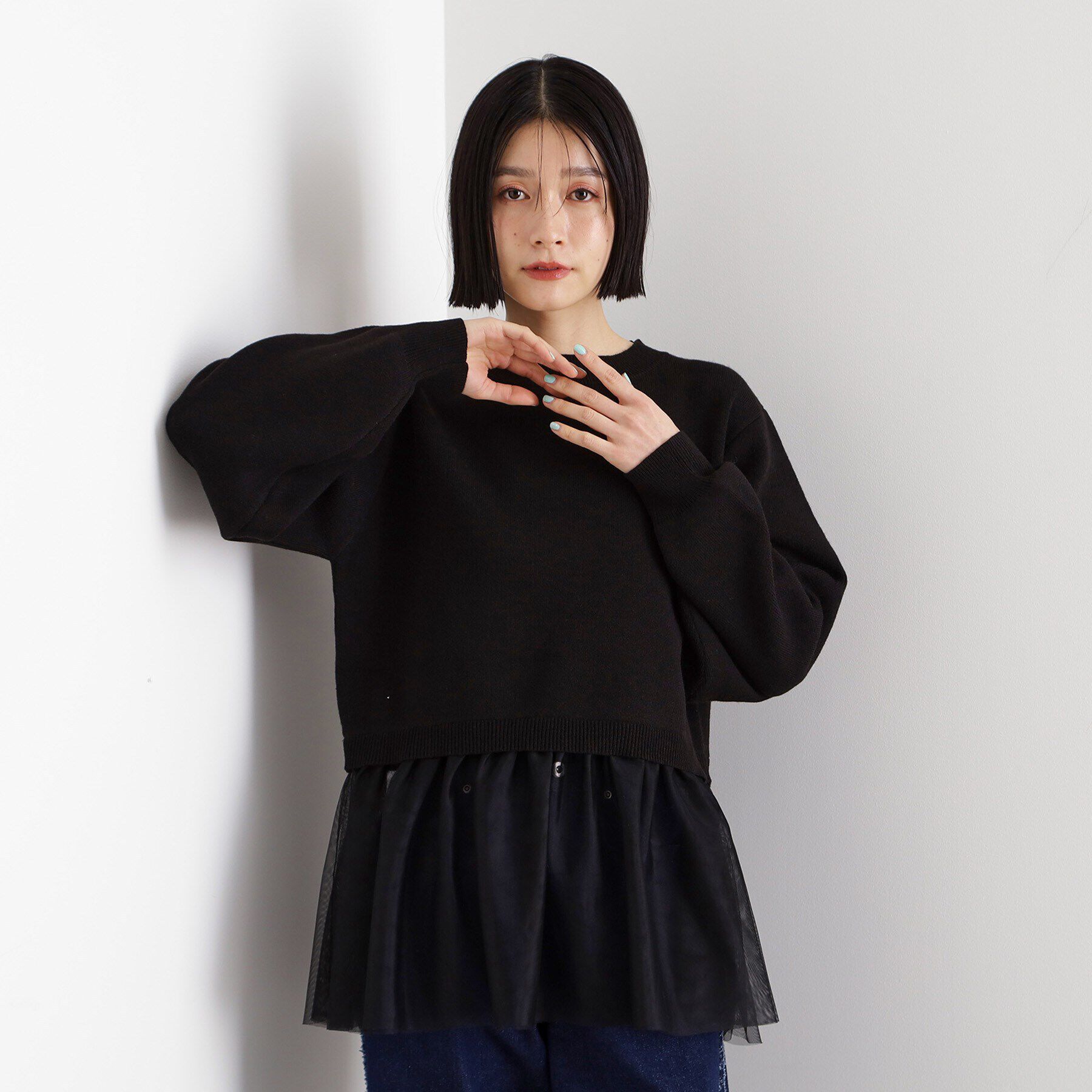 【ザ　ショップ　ティーケー/THE SHOP TK】 裾チュールプルオーバー【洗える】