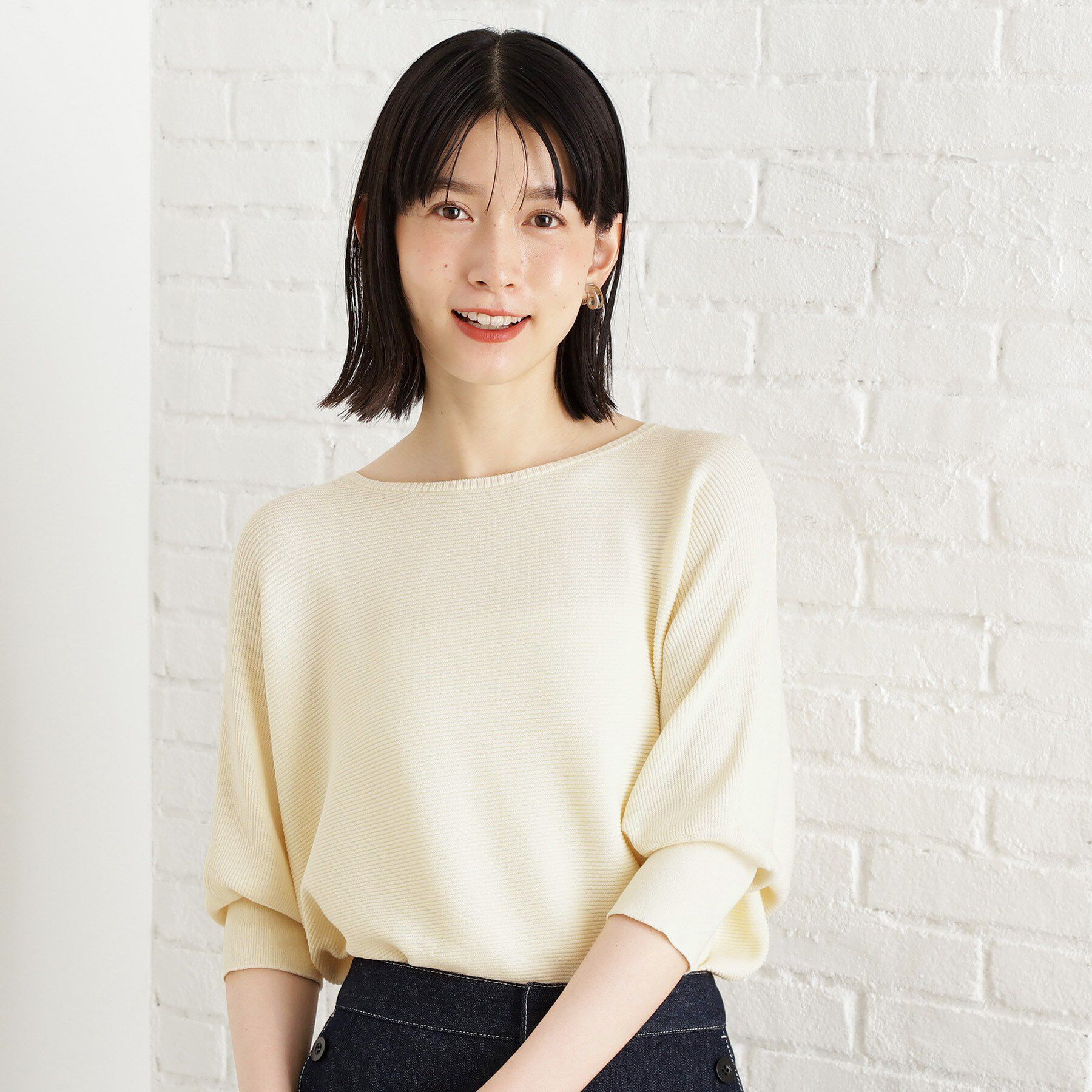 【ザ　ショップ　ティーケー/THE SHOP TK】 6分袖ガータードルマンニット【エコベロ/洗濯機OK】