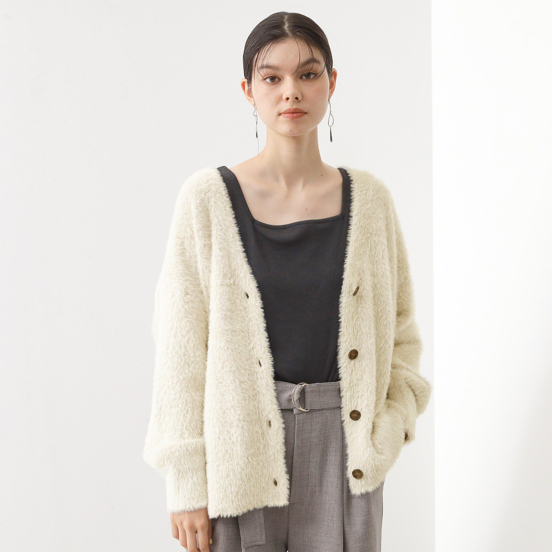 ファッションメンズお薦め|【ザ　ショップ　ティーケー/THE SHOP TK】 【秋に羽織りたい】フェザーVネックカーデ