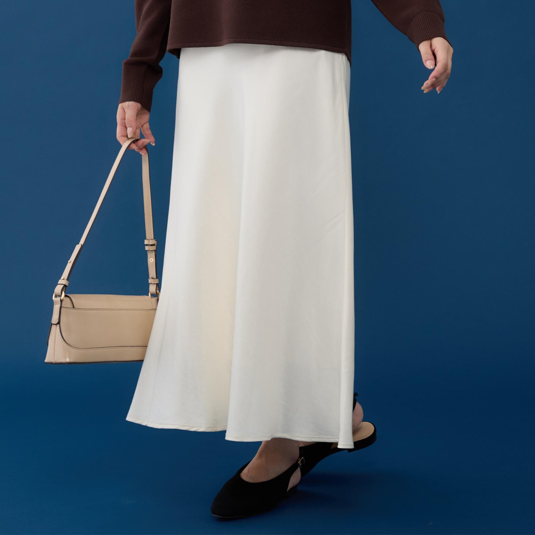 【ザ　ショップ　ティーケー/THE SHOP TK】 サテンAラインスカート【洗える】