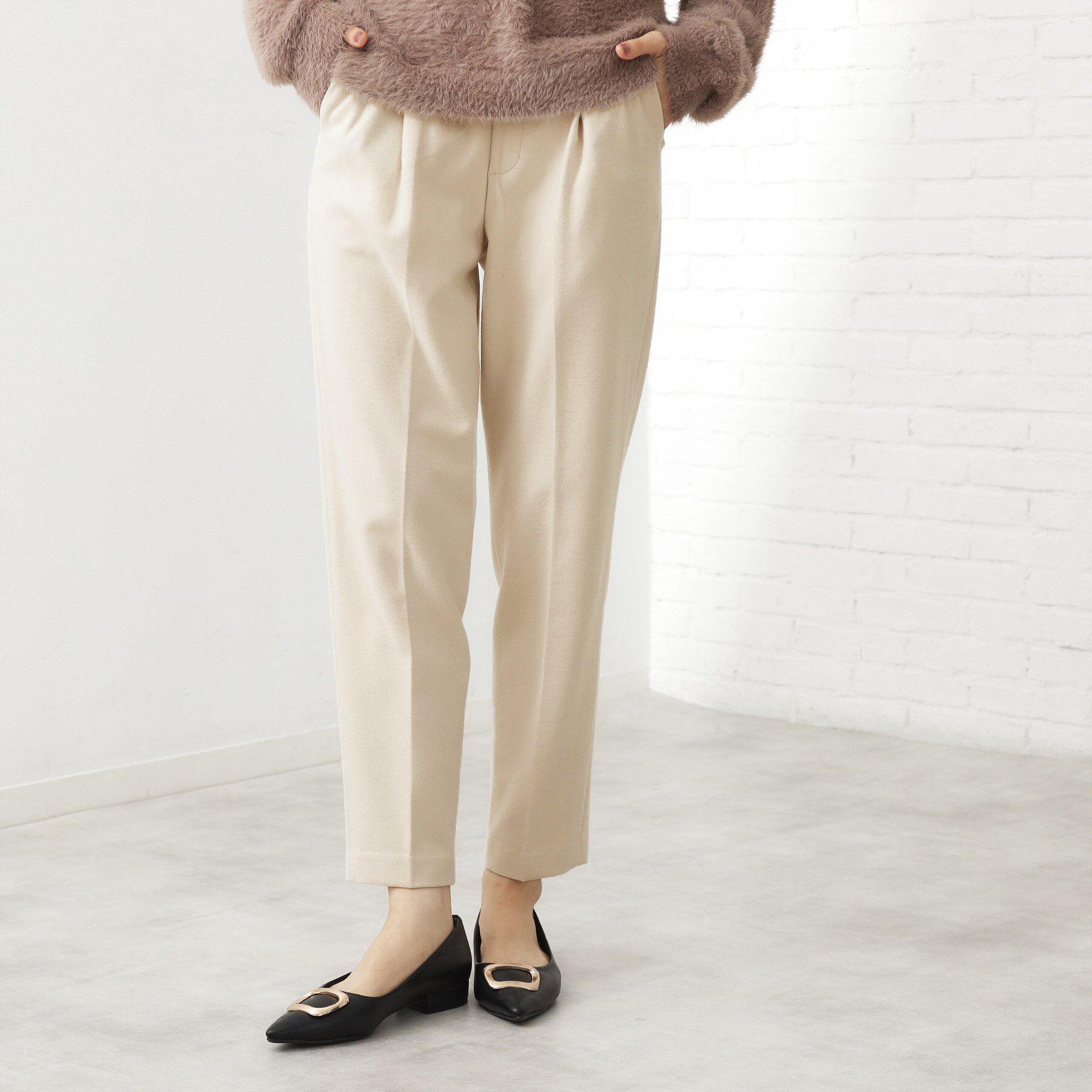 【ザ　ショップ　ティーケー/THE SHOP TK】 【着丈選べる/XS〜XLサイズ】あったか裏起毛テーパードパンツ