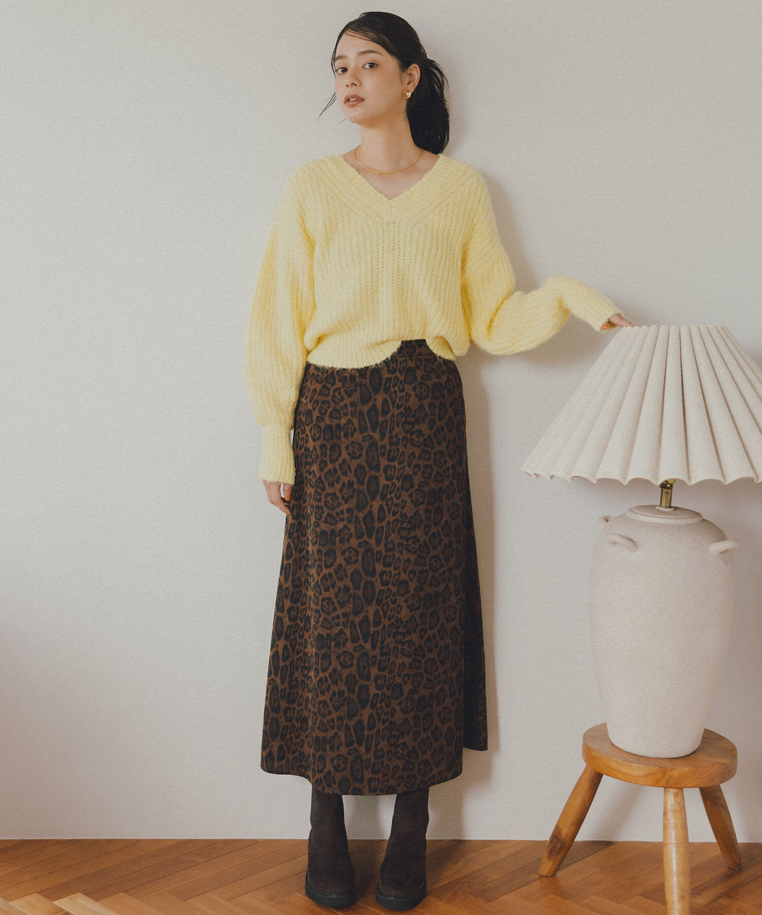 【エヌ　ナチュラルビューティベーシック/N.Natural Beauty Basic】 レオパードナロースカート