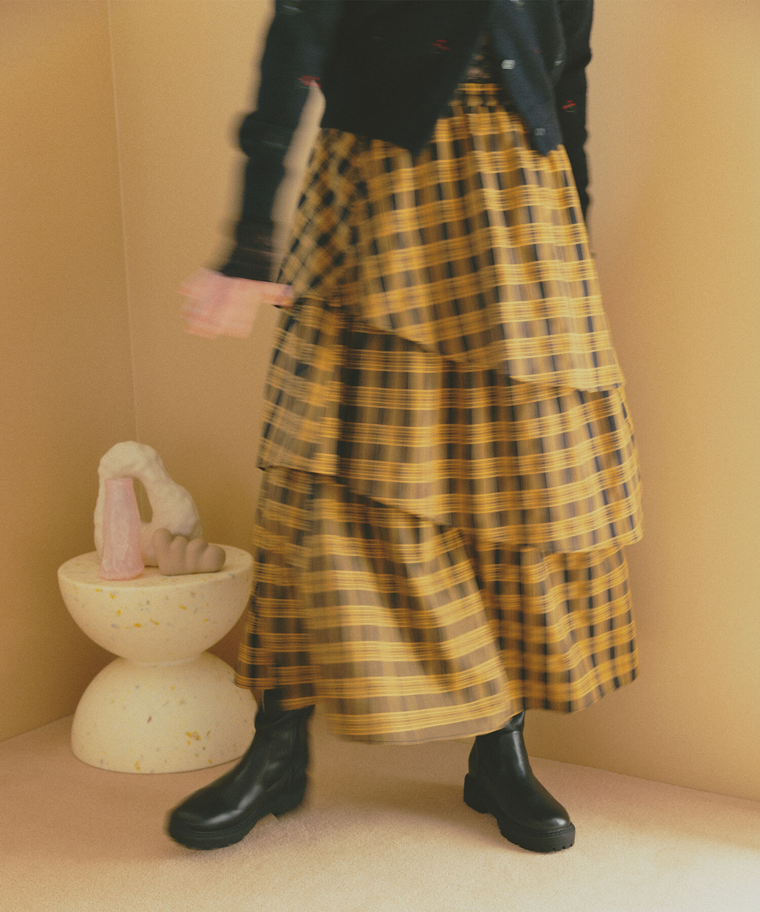 【エヌ　ナチュラルビューティベーシック/N.Natural Beauty Basic】 ランダムティアードチェックスカート